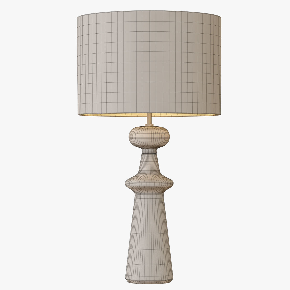Turned Wood Table Lamp - Tall 3D model_2