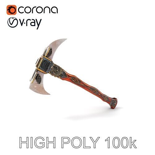 Fantasy Enchanted Axe Model Pack Low-poly 3D model