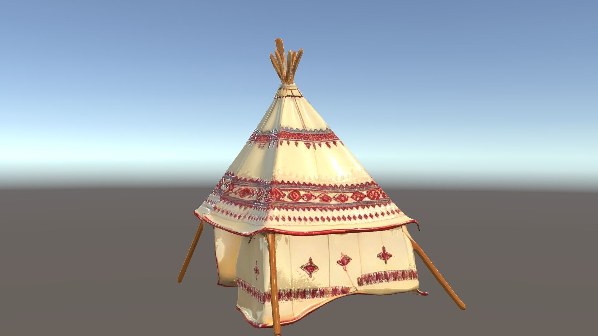 Traditional Teepee Tent Model Pack with Textures Low-poly 3D model_24