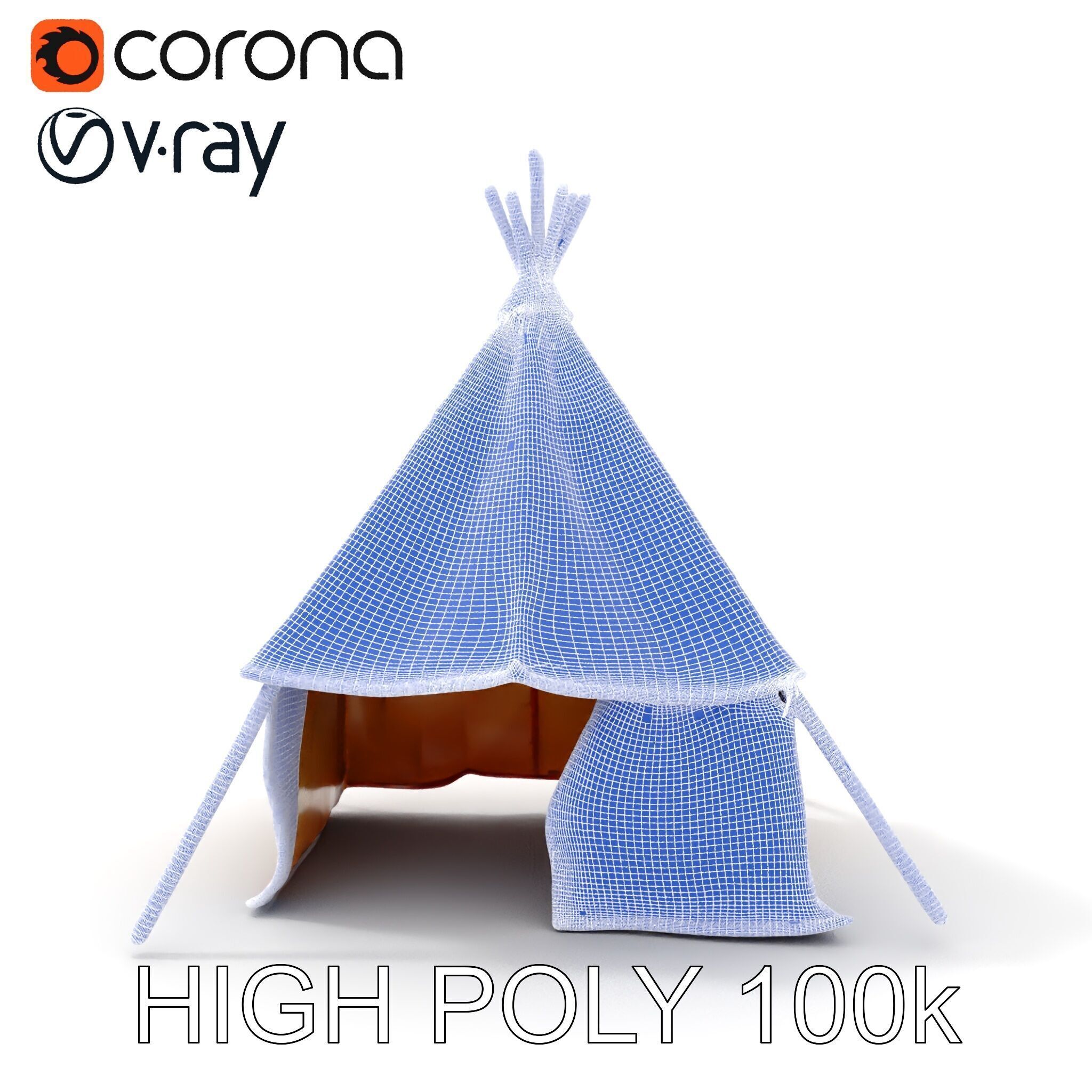Traditional Teepee Tent Model Pack with Textures Low-poly 3D model_21