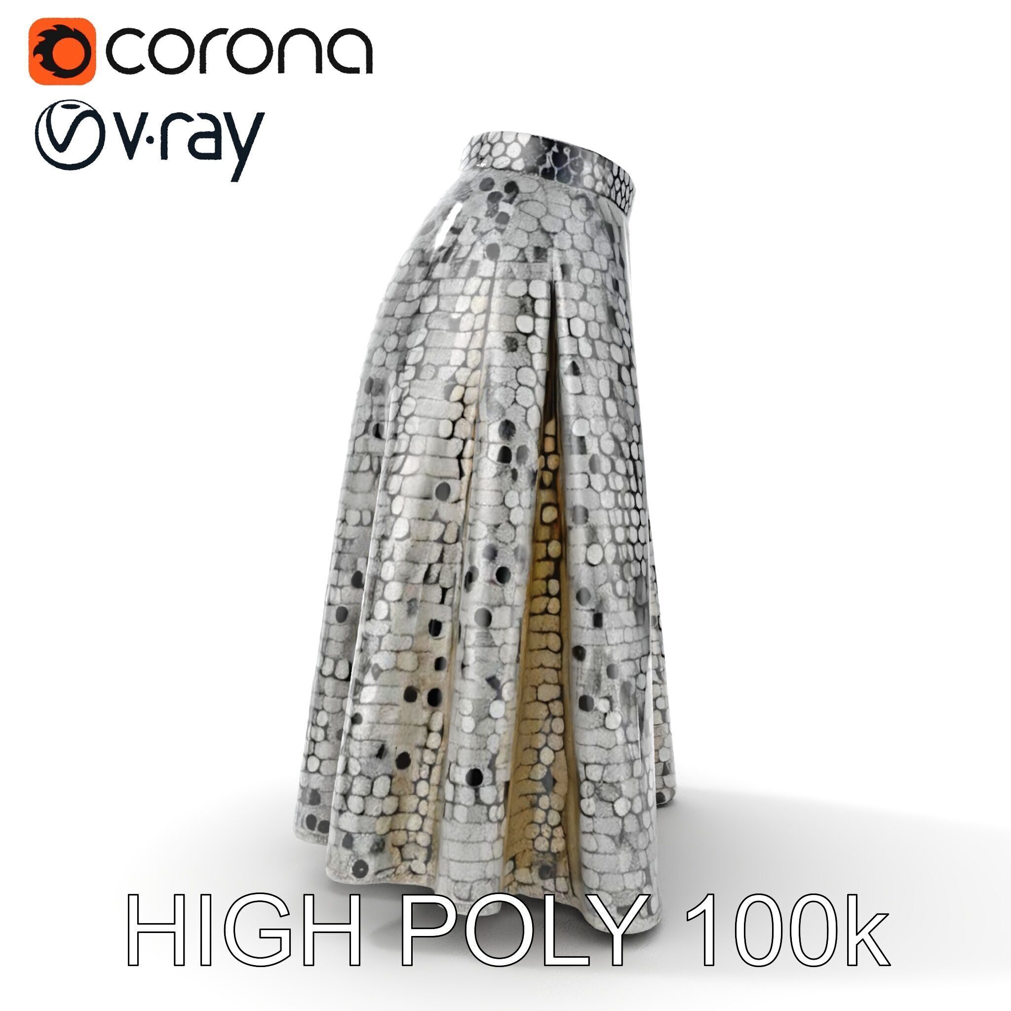 Sequin Skirt D Model Pack Low-poly 3D model_13