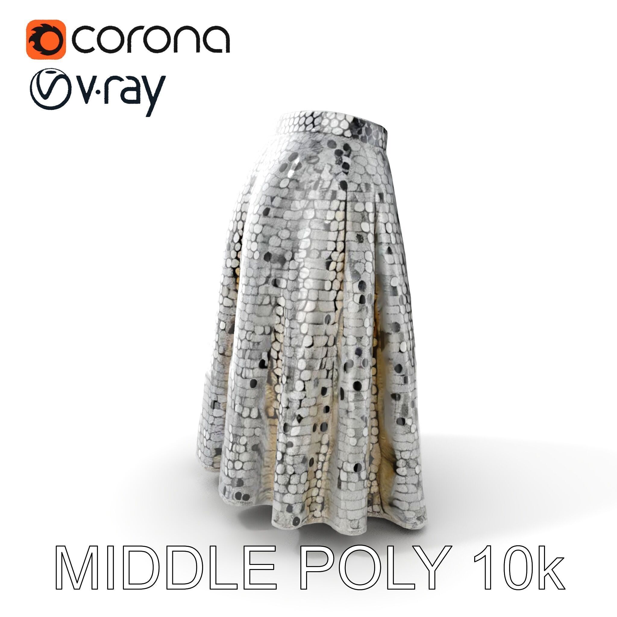 Sequin Skirt D Model Pack Low-poly 3D model_11