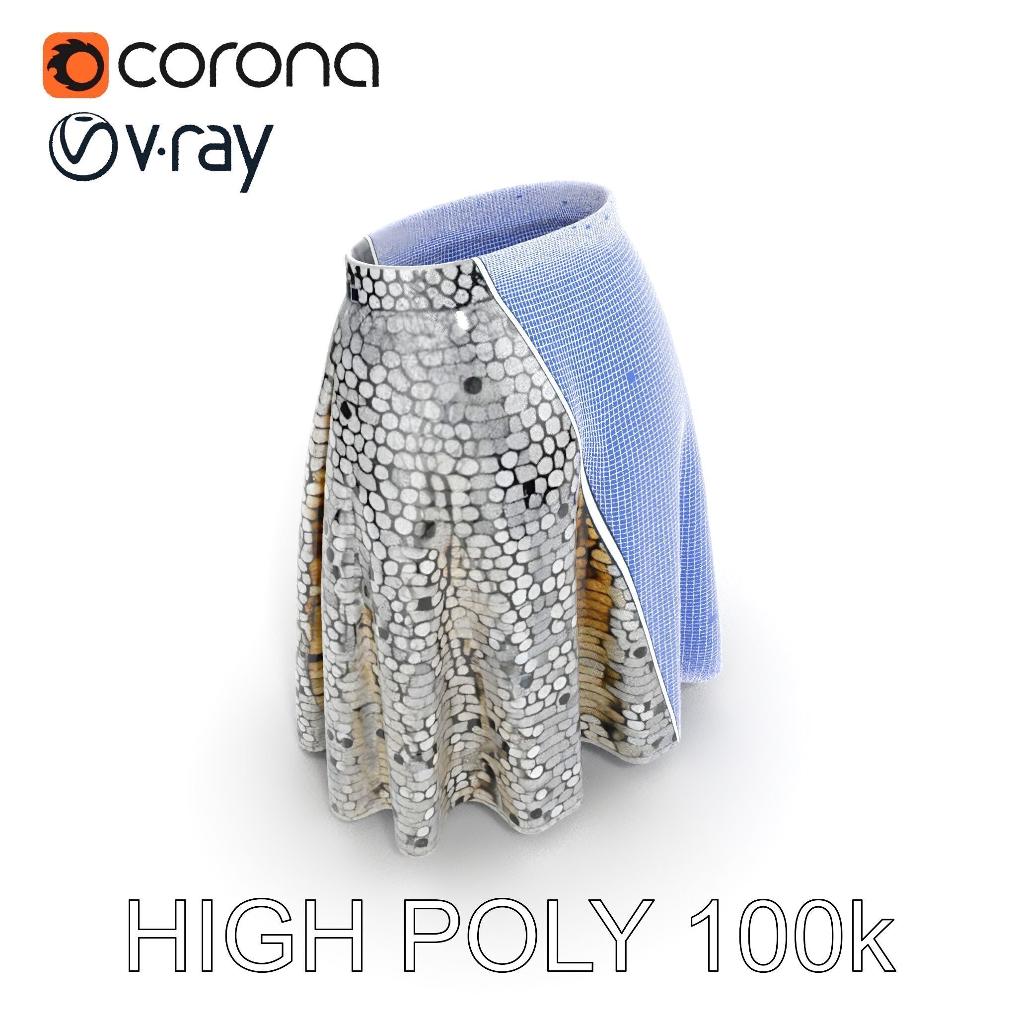 Sequin Skirt D Model Pack Low-poly 3D model_35