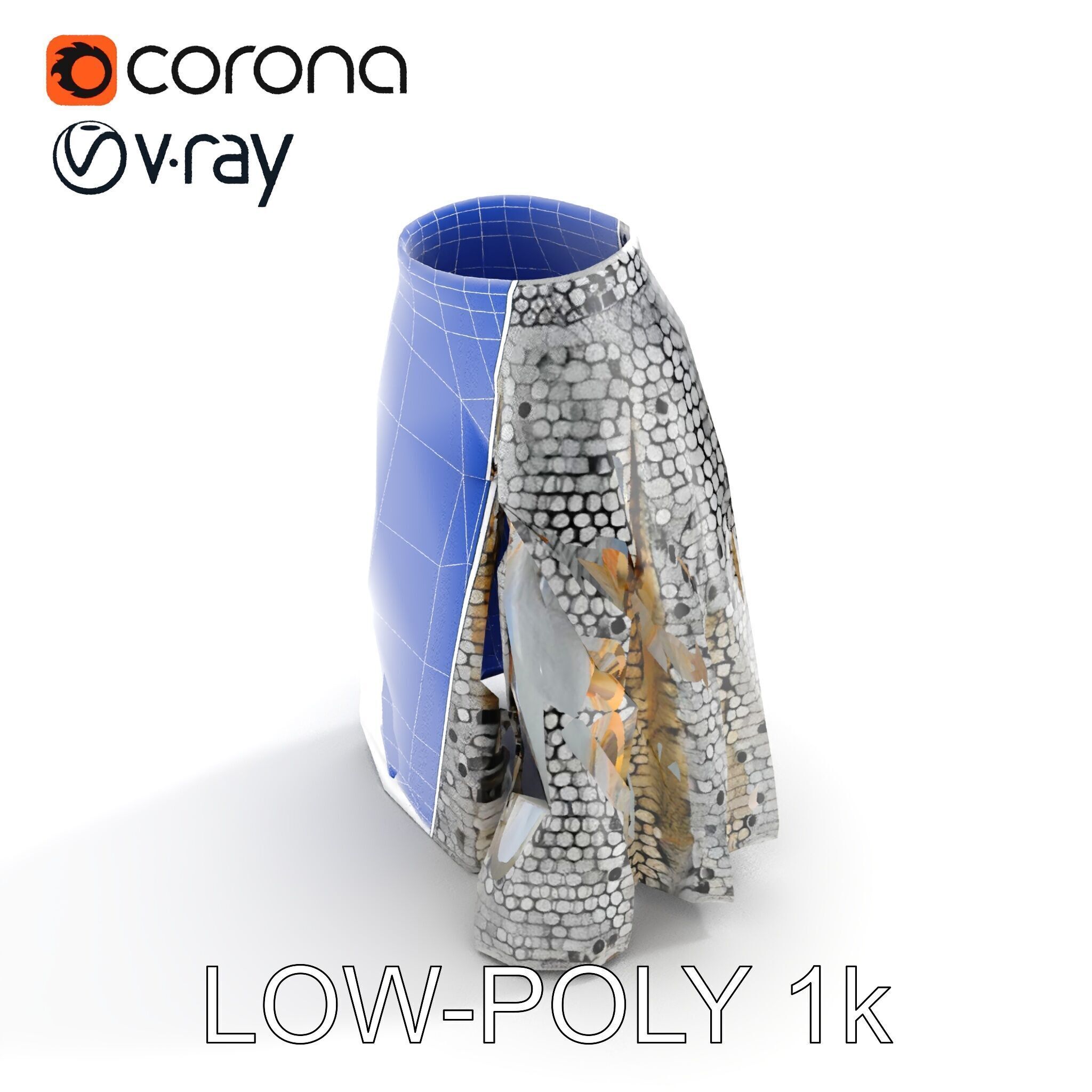 Sequin Skirt D Model Pack Low-poly 3D model_18