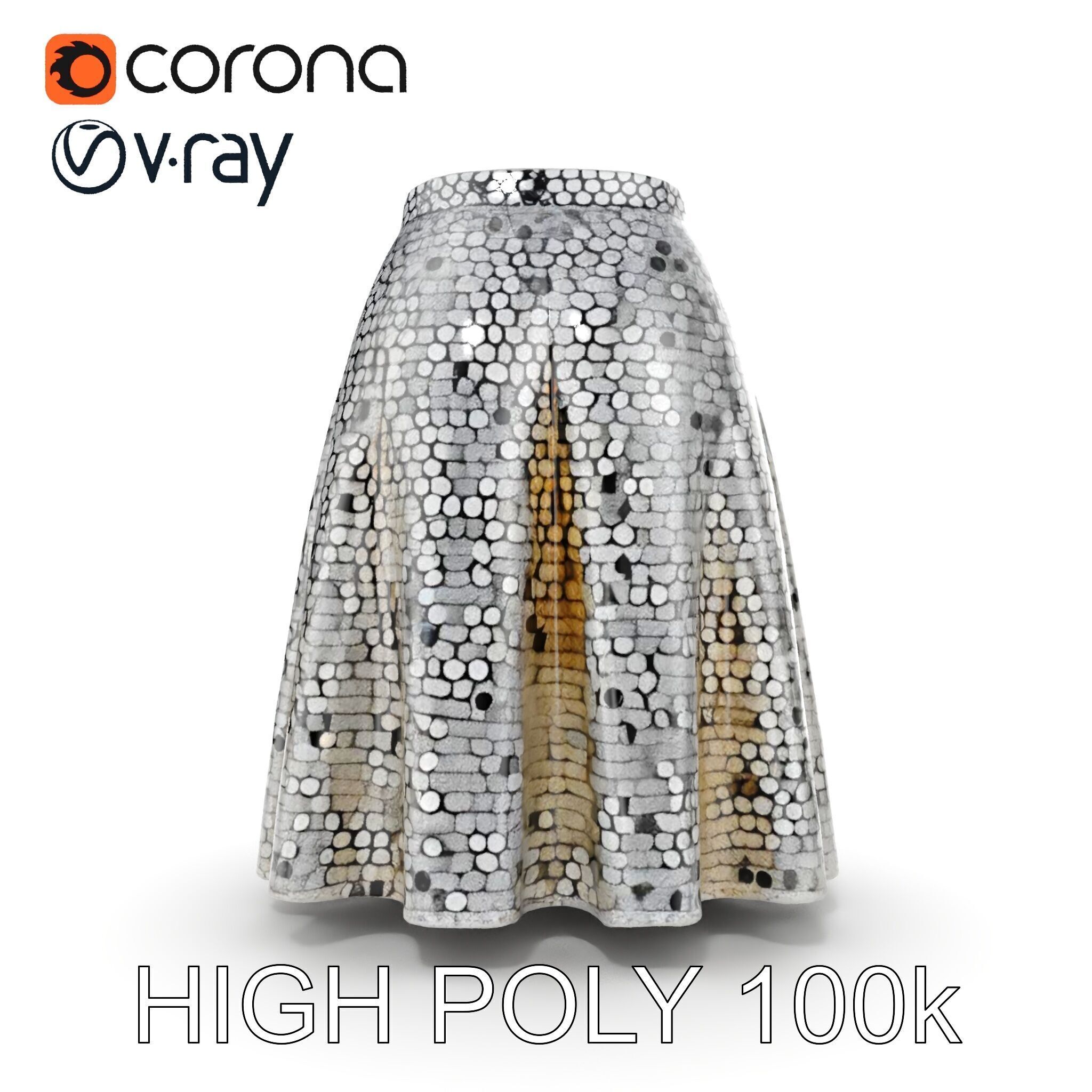 Sequin Skirt D Model Pack Low-poly 3D model_23