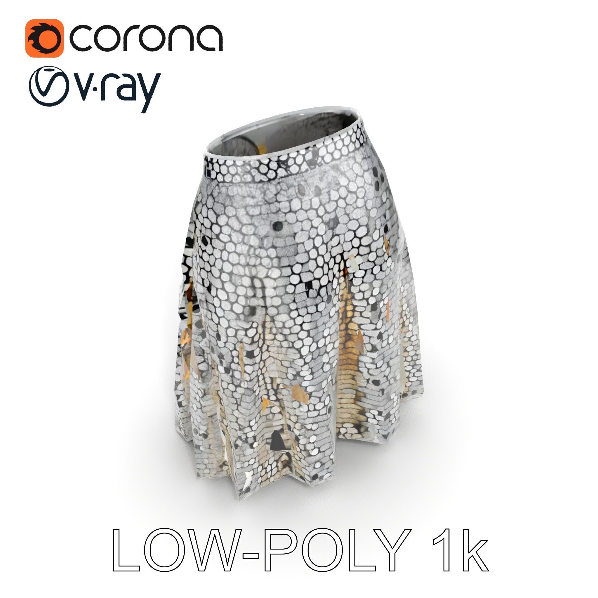 Sequin Skirt D Model Pack Low-poly 3D model_7