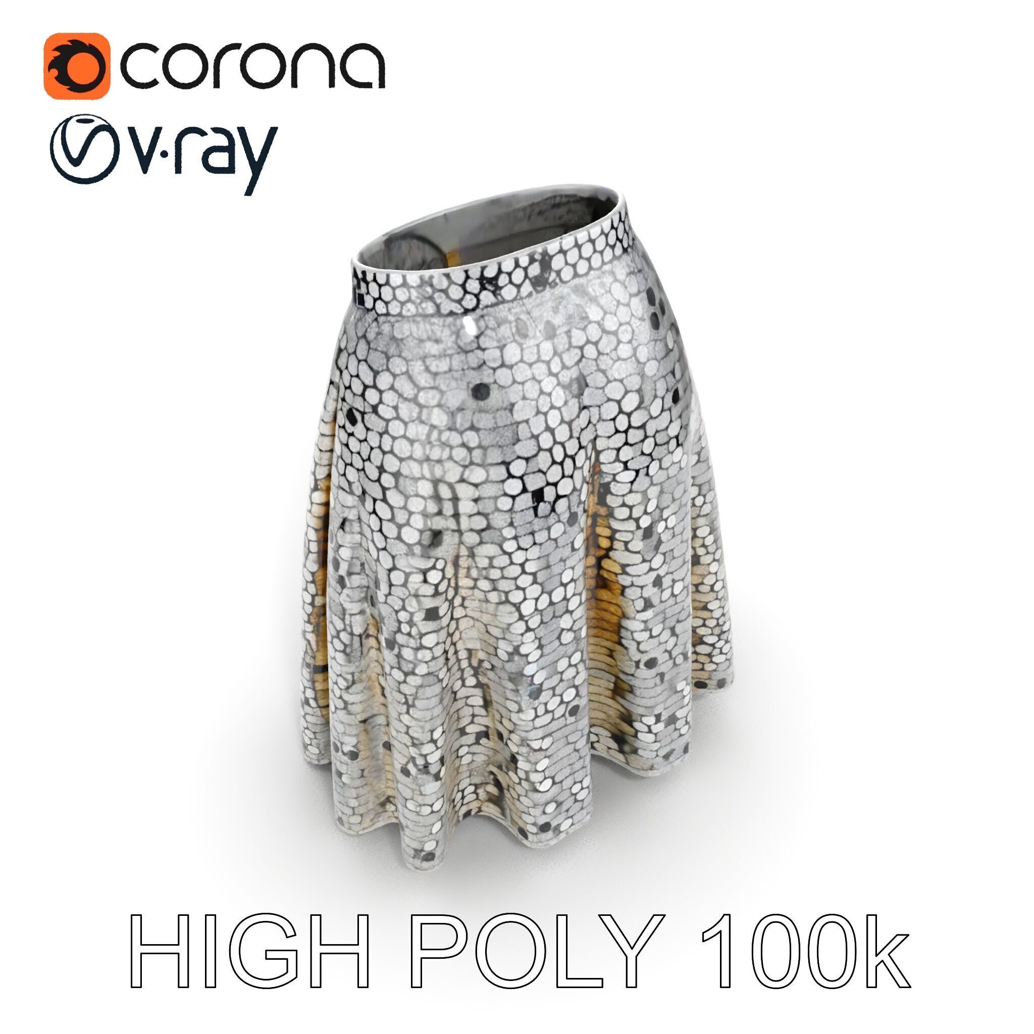 Sequin Skirt D Model Pack Low-poly 3D model_16