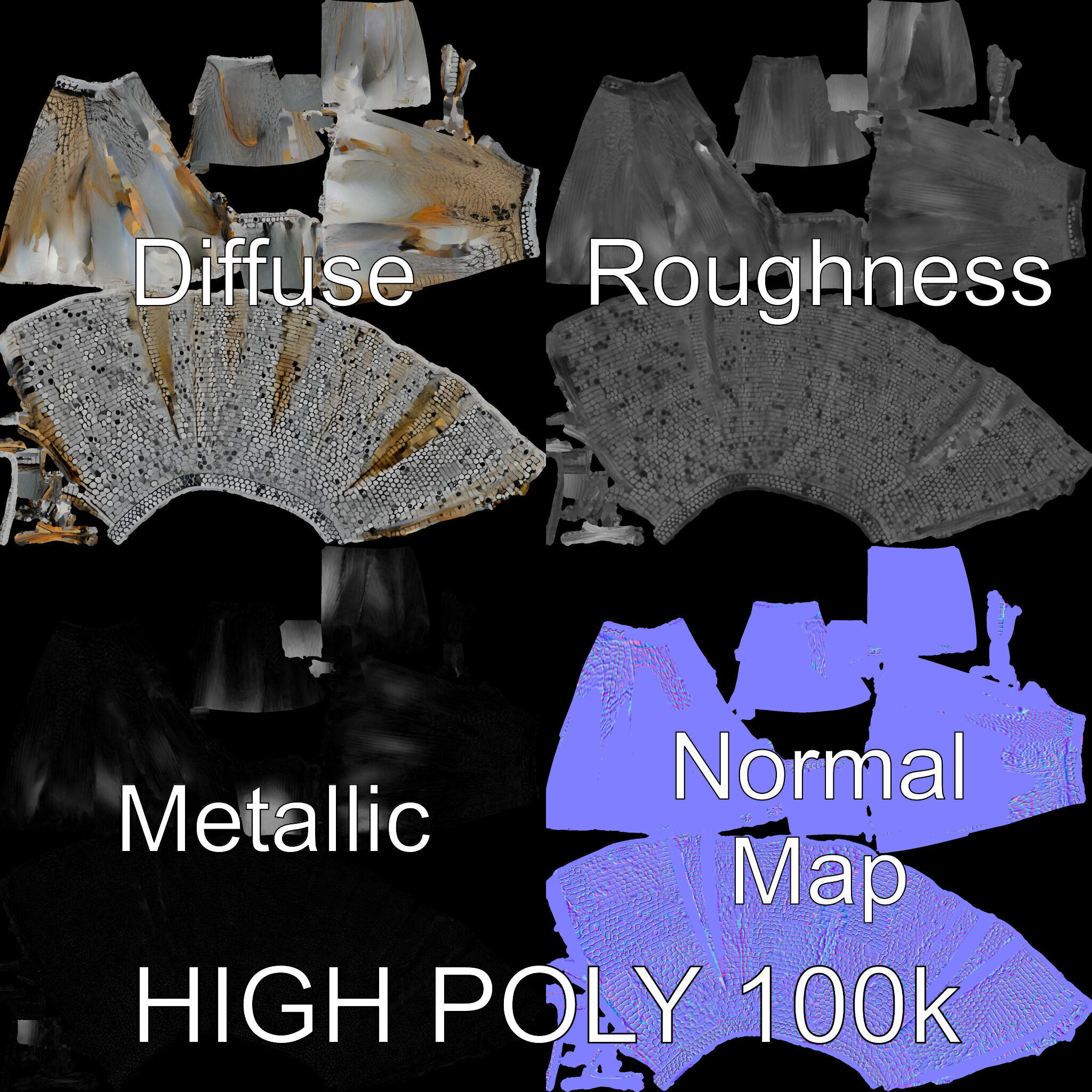 Sequin Skirt D Model Pack Low-poly 3D model_3