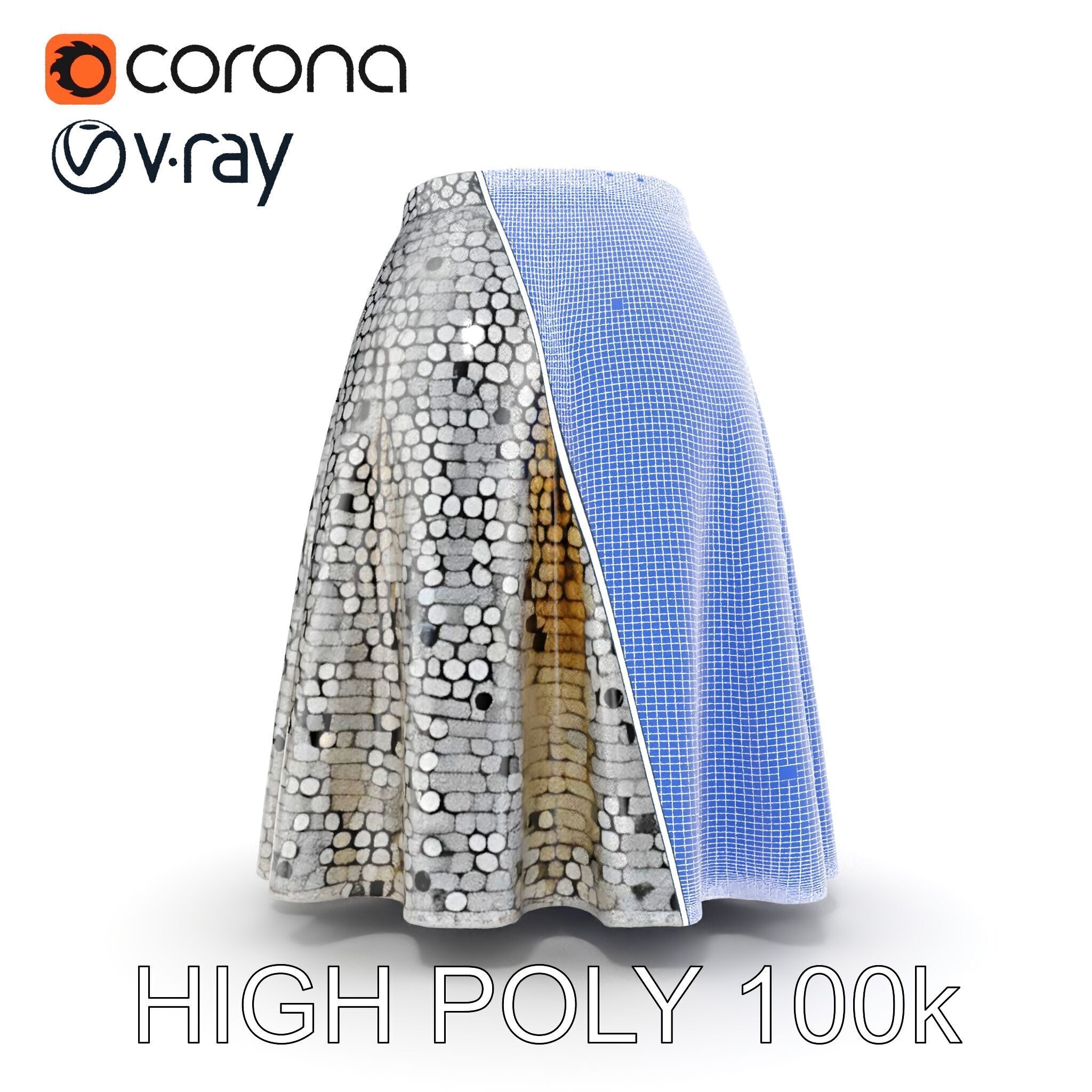 Sequin Skirt D Model Pack Low-poly 3D model_26