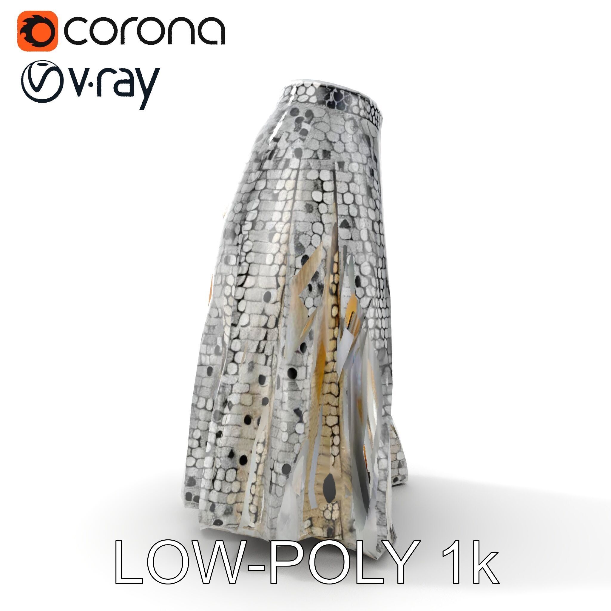 Sequin Skirt D Model Pack Low-poly 3D model_15