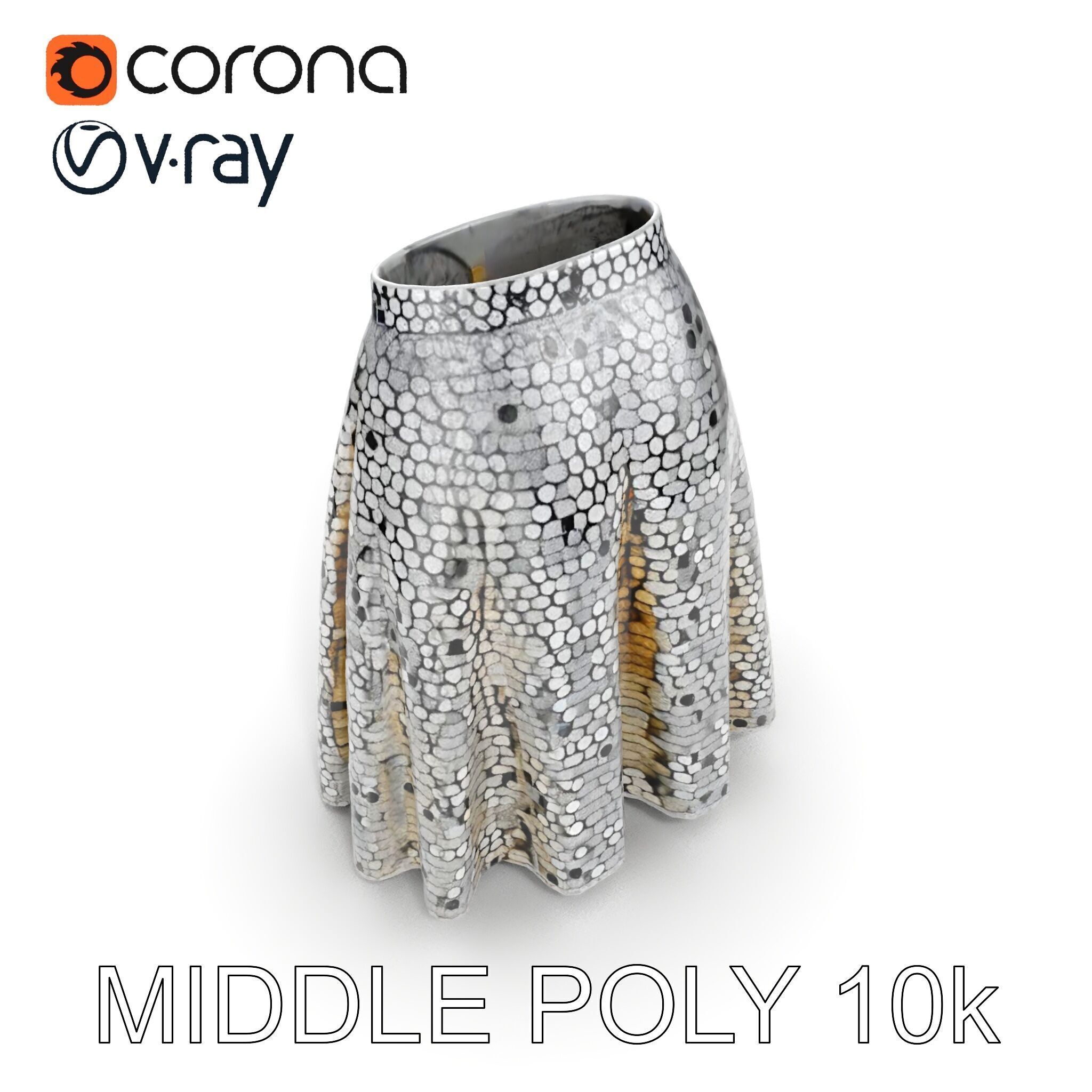 Sequin Skirt D Model Pack Low-poly 3D model_8