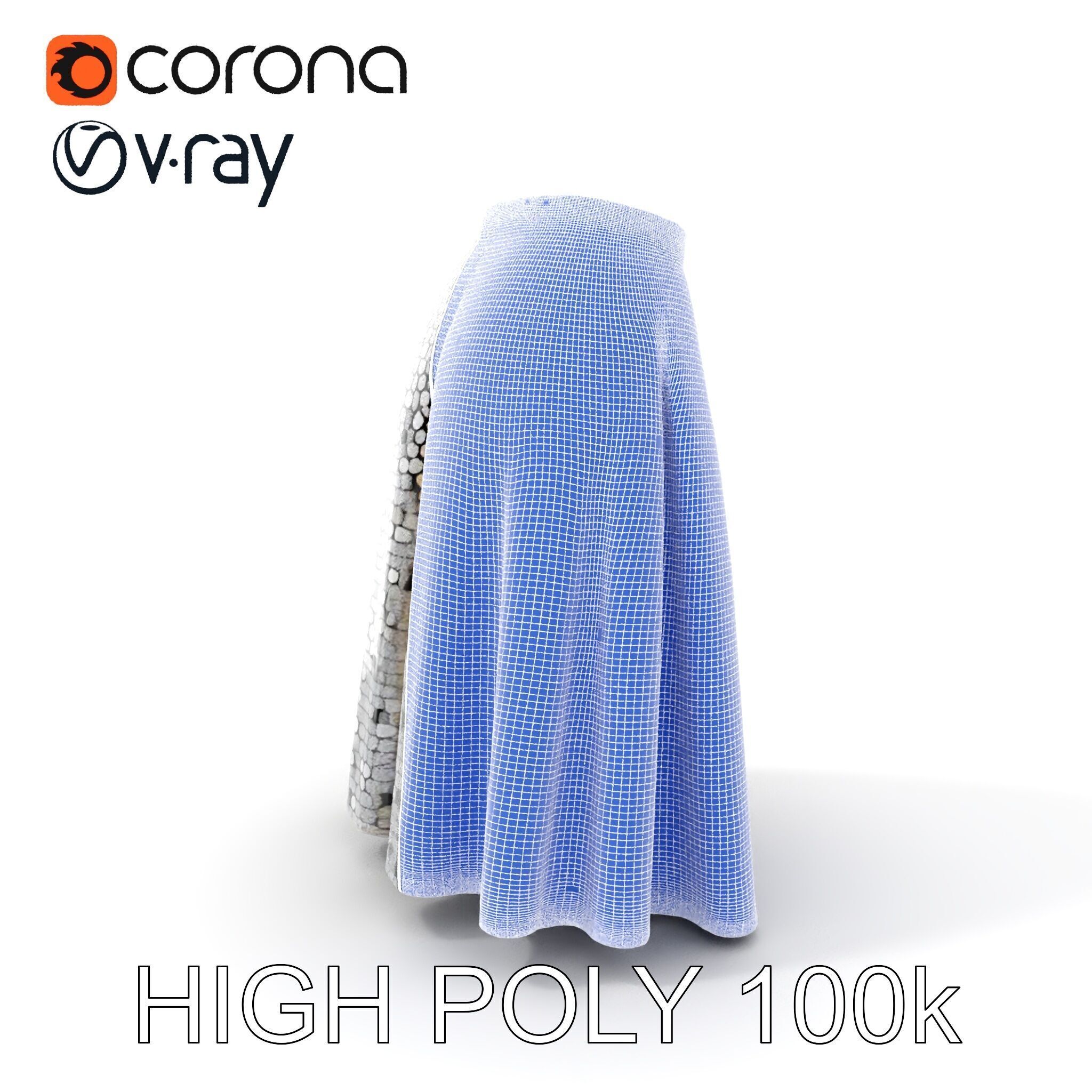 Sequin Skirt D Model Pack Low-poly 3D model_4