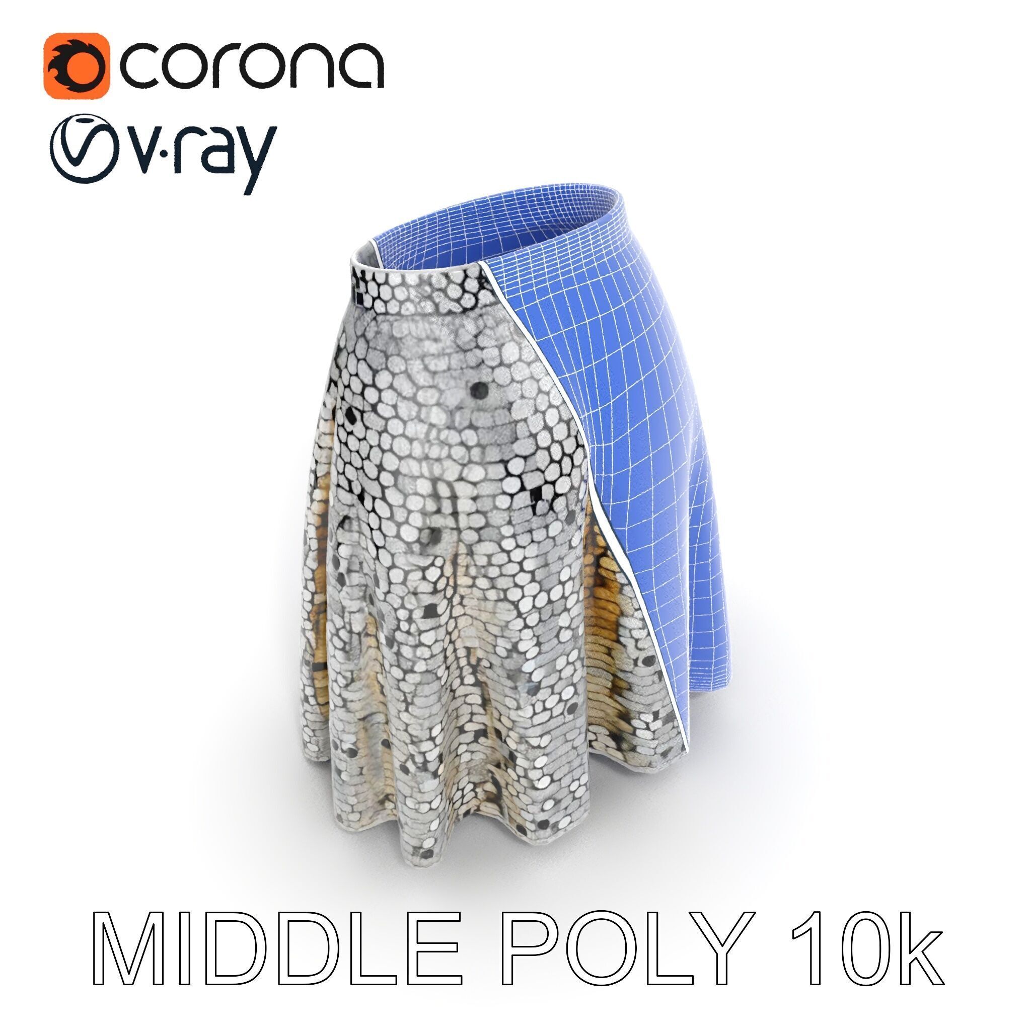 Sequin Skirt D Model Pack Low-poly 3D model_17