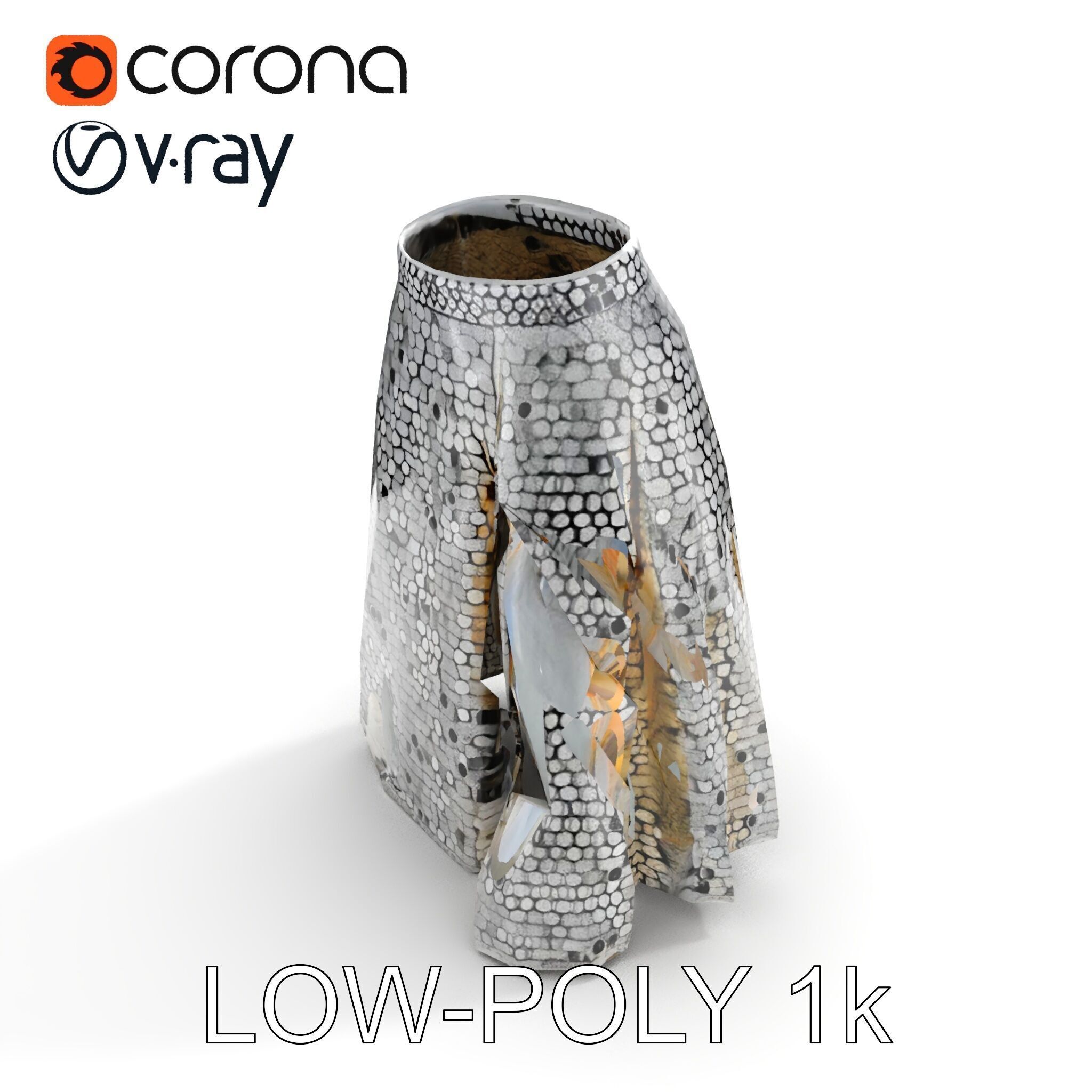 Sequin Skirt D Model Pack Low-poly 3D model_9