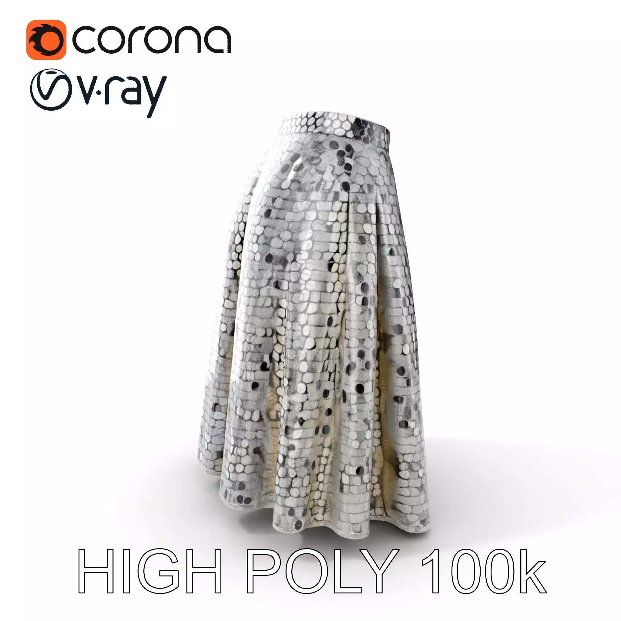 Sequin Skirt D Model Pack Low-poly 3D model_0