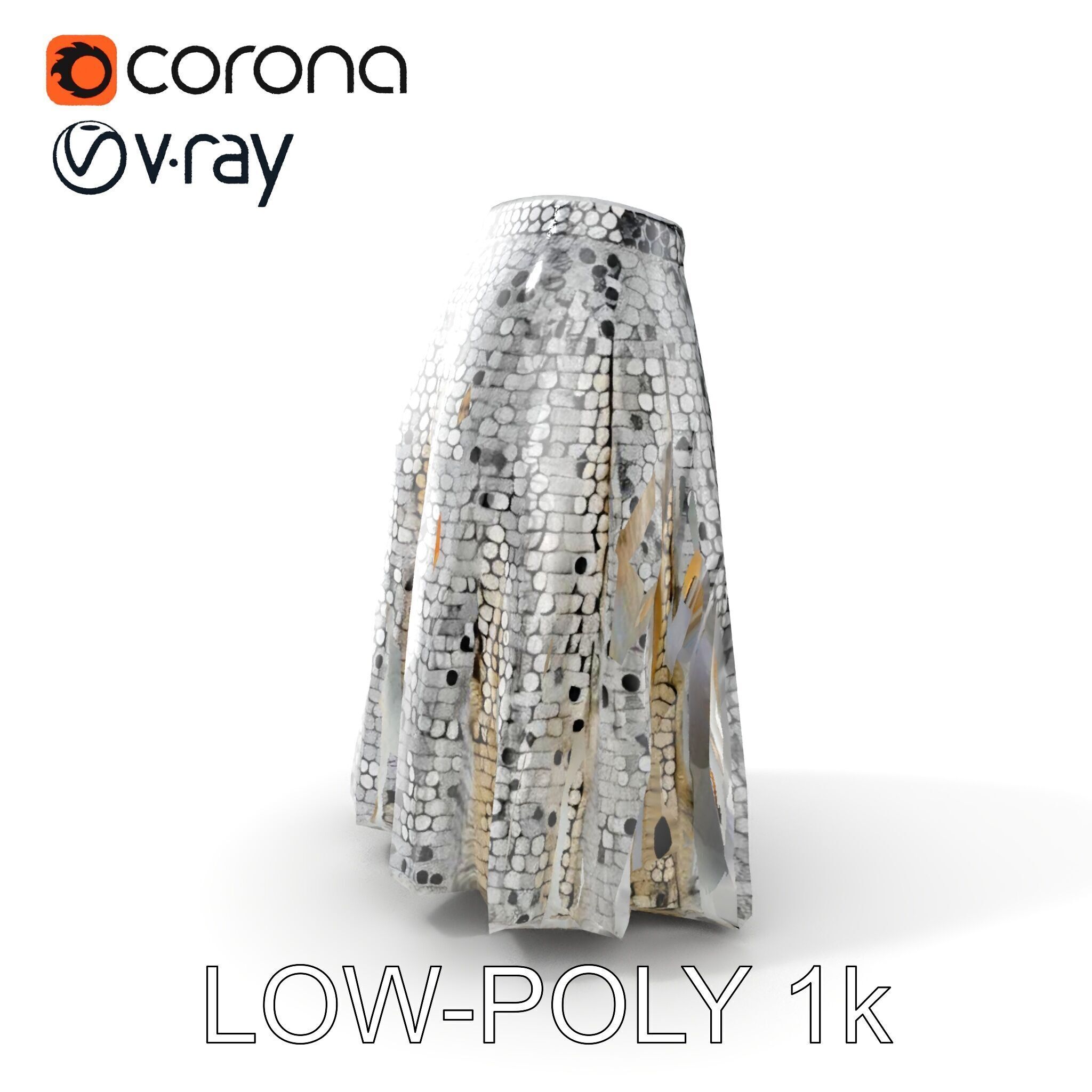 Sequin Skirt D Model Pack Low-poly 3D model_12