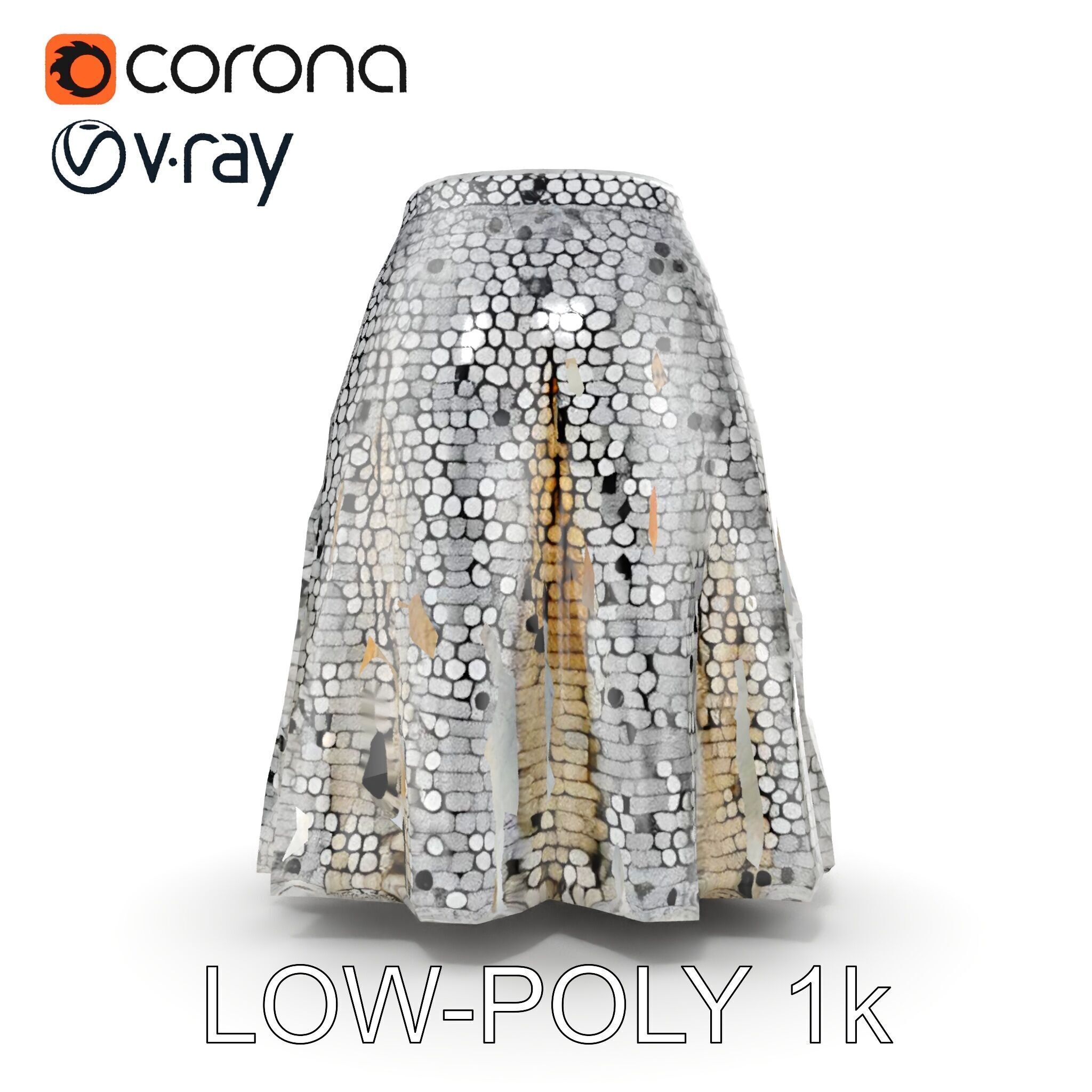 Sequin Skirt D Model Pack Low-poly 3D model_22