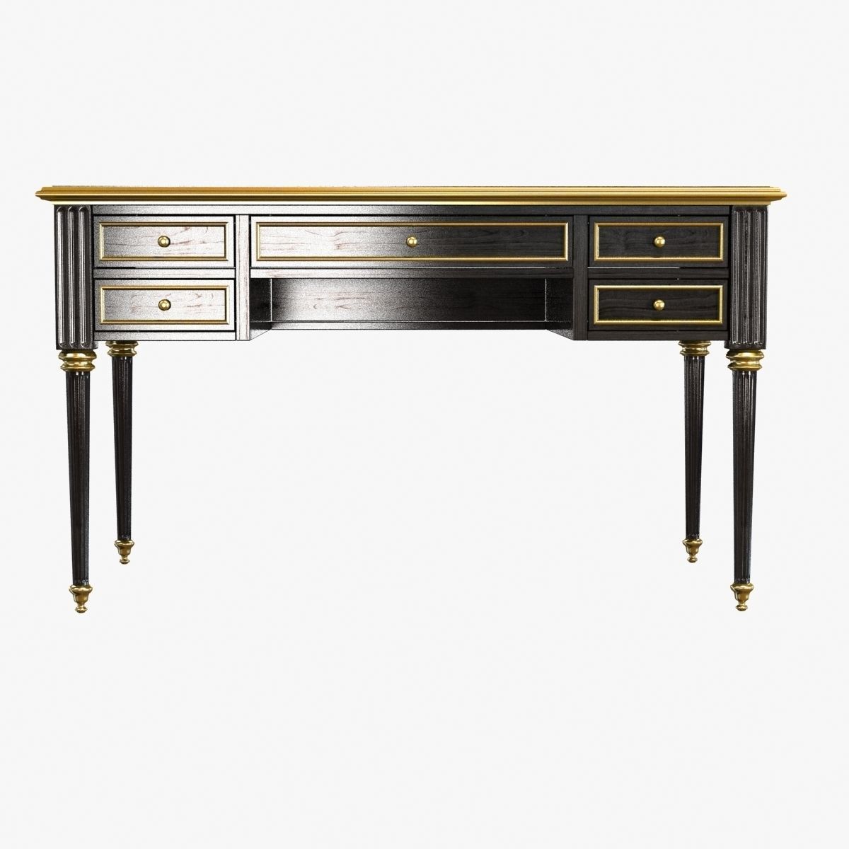 Ebonized Antique French Louis XVI Desk 3D model_7