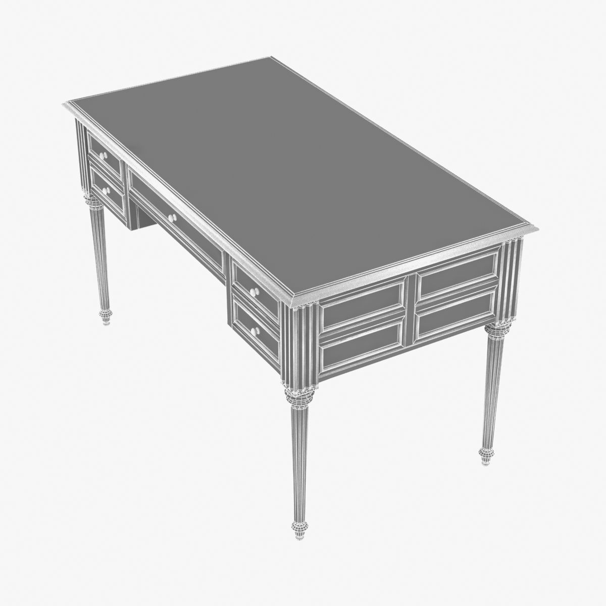 Ebonized Antique French Louis XVI Desk 3D model_2