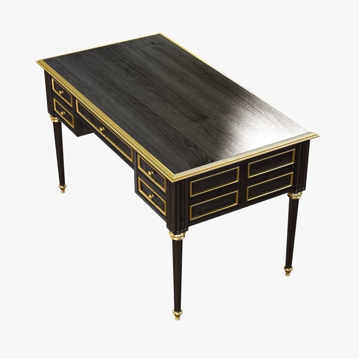 Ebonized Antique French Louis XVI Desk 3D model_9