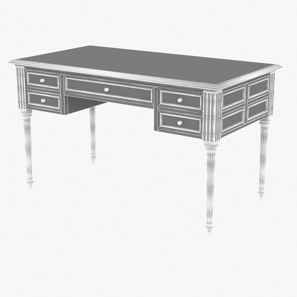 Ebonized Antique French Louis XVI Desk 3D model_6