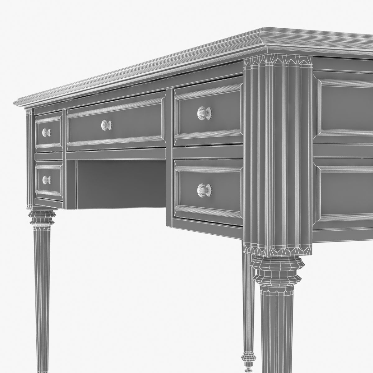 Ebonized Antique French Louis XVI Desk 3D model_10