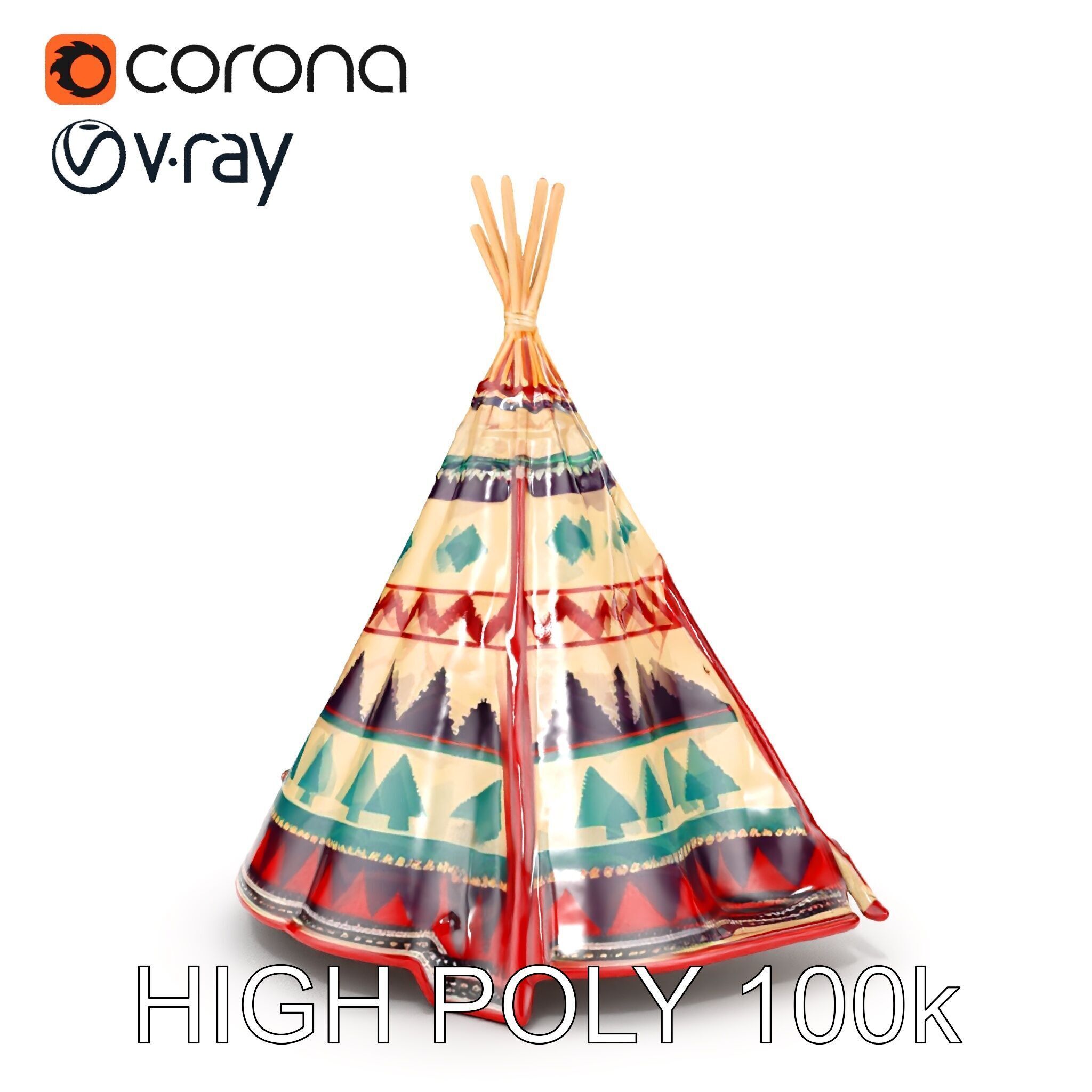 Colorful Teepee Tent Model Pack Low-poly 3D model_17