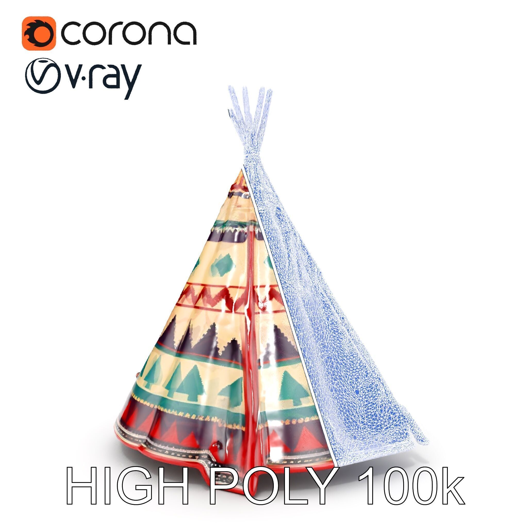 Colorful Teepee Tent Model Pack Low-poly 3D model_18