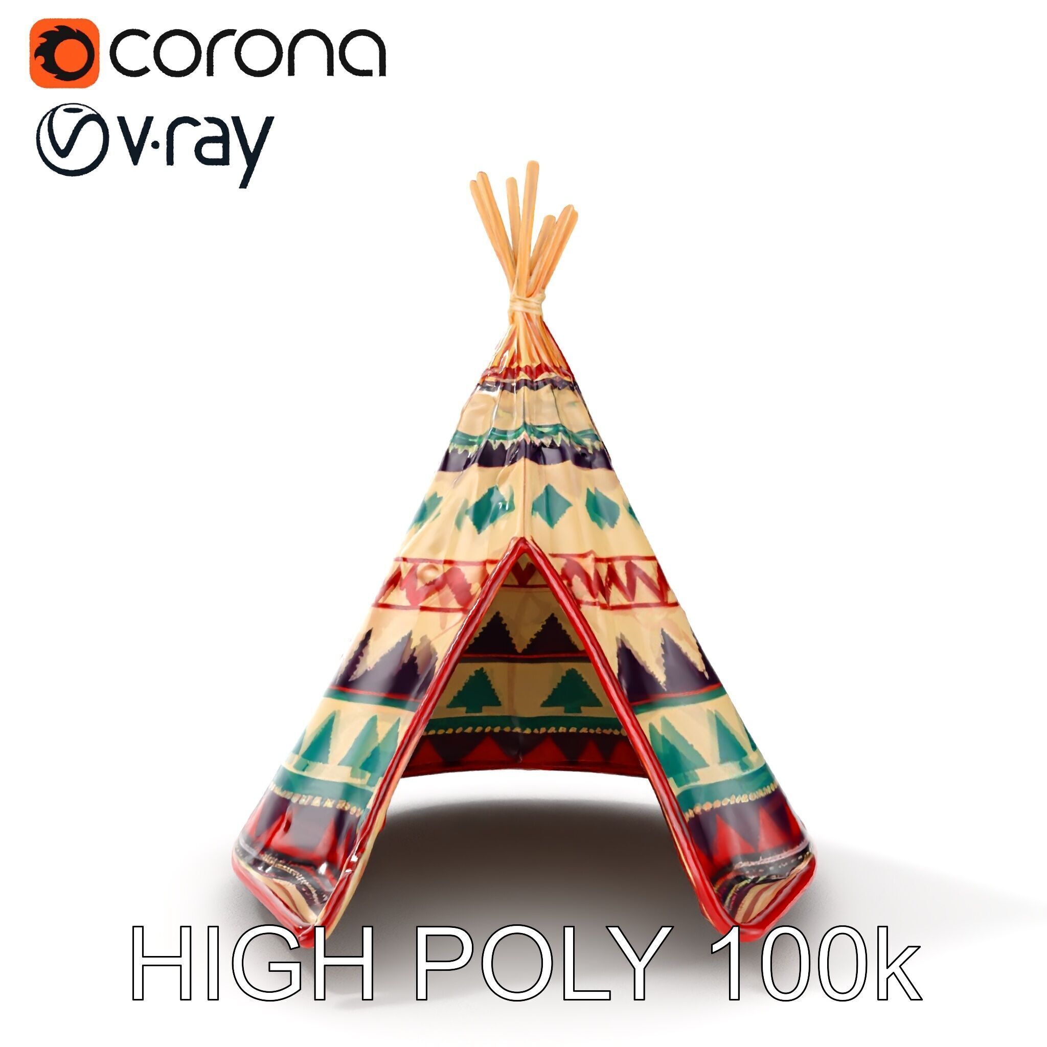 Colorful Teepee Tent Model Pack Low-poly 3D model_9