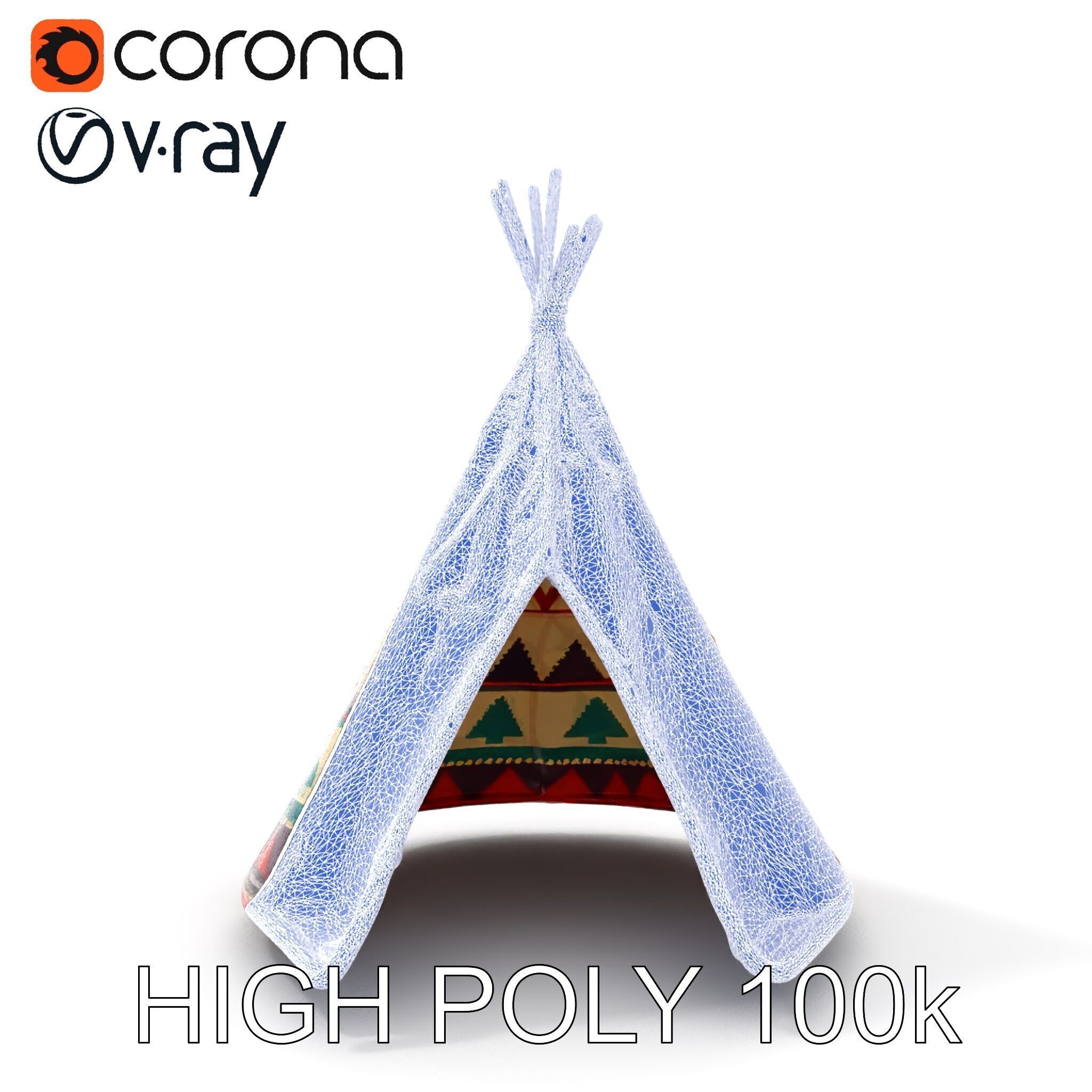 Colorful Teepee Tent Model Pack Low-poly 3D model_23