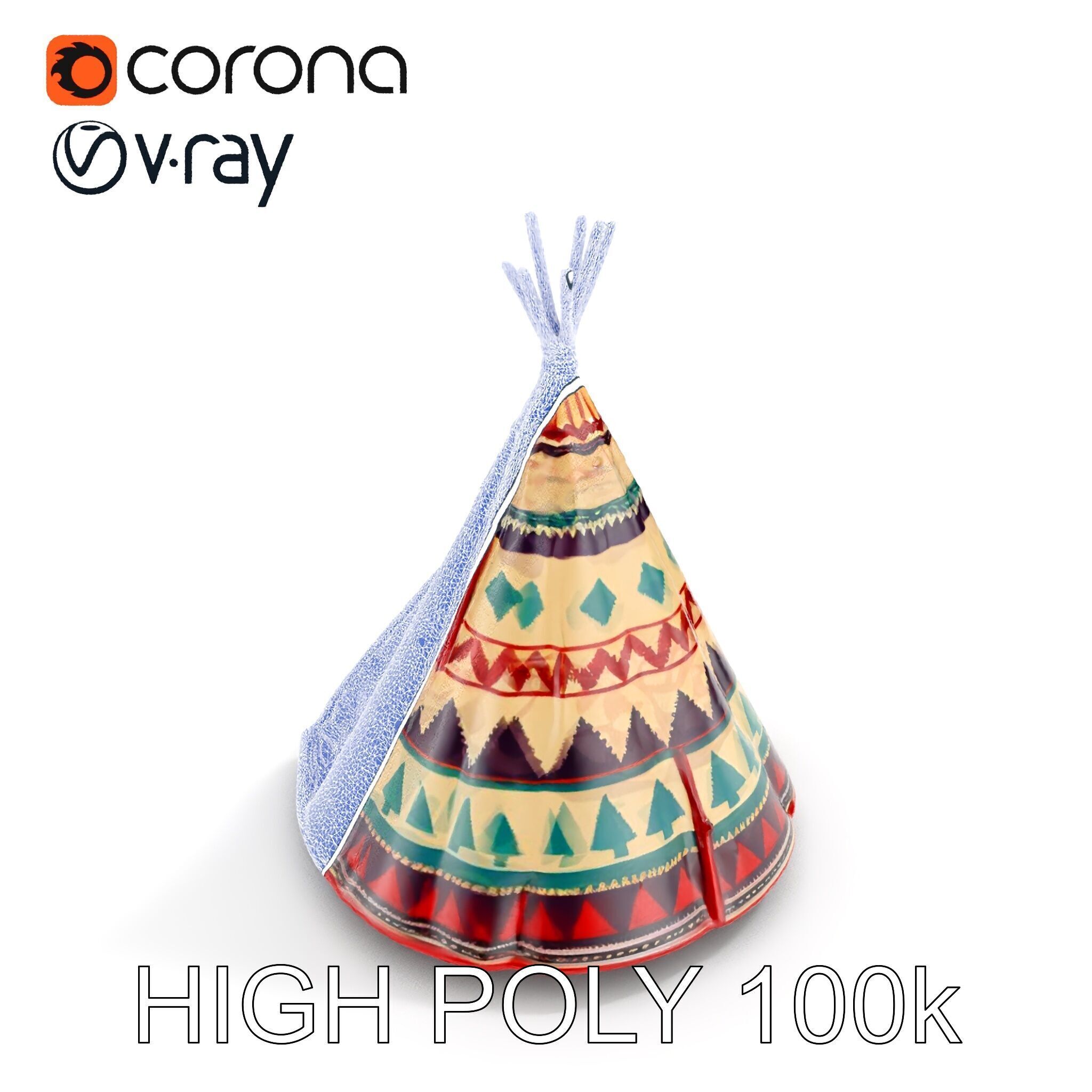 Colorful Teepee Tent Model Pack Low-poly 3D model_15