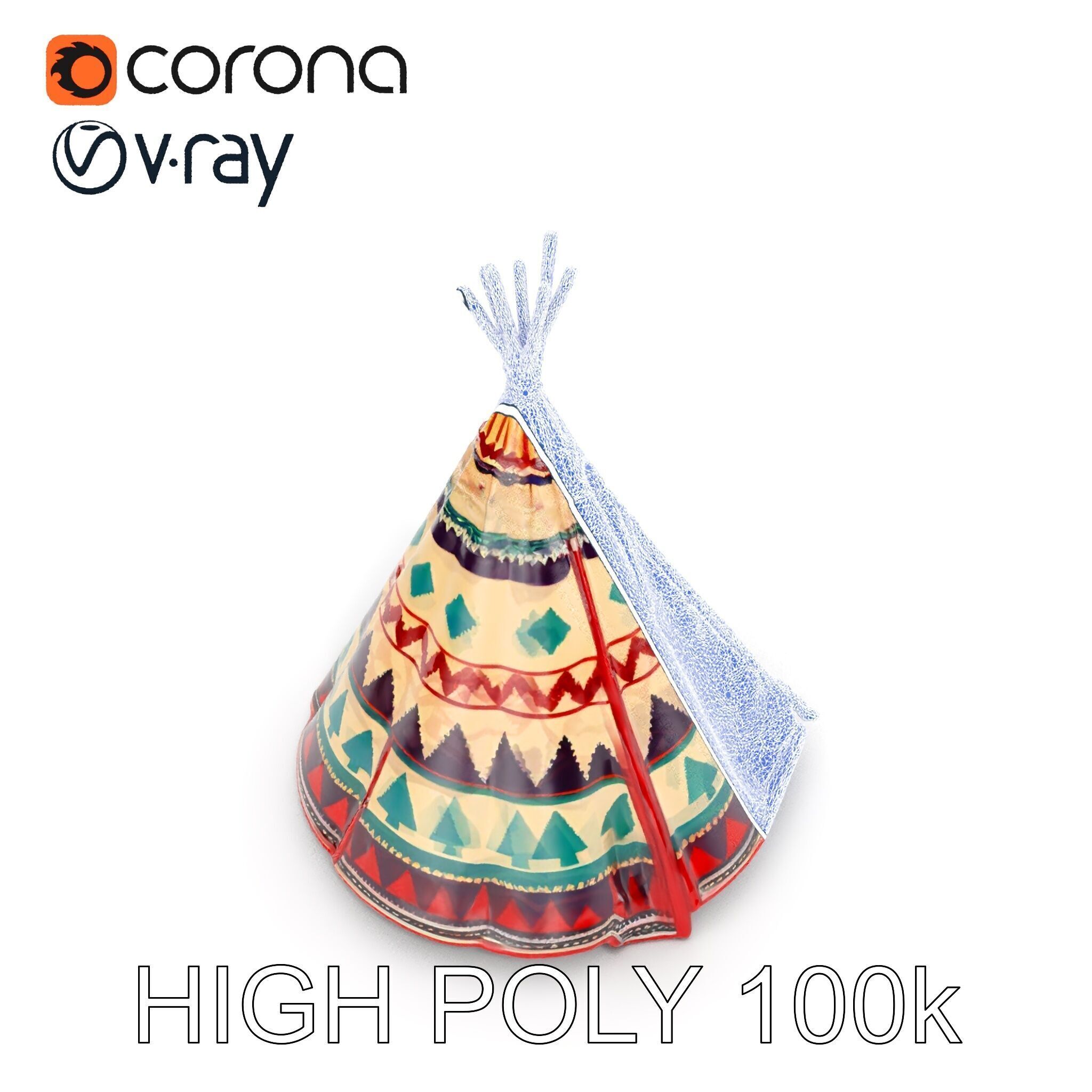 Colorful Teepee Tent Model Pack Low-poly 3D model_11