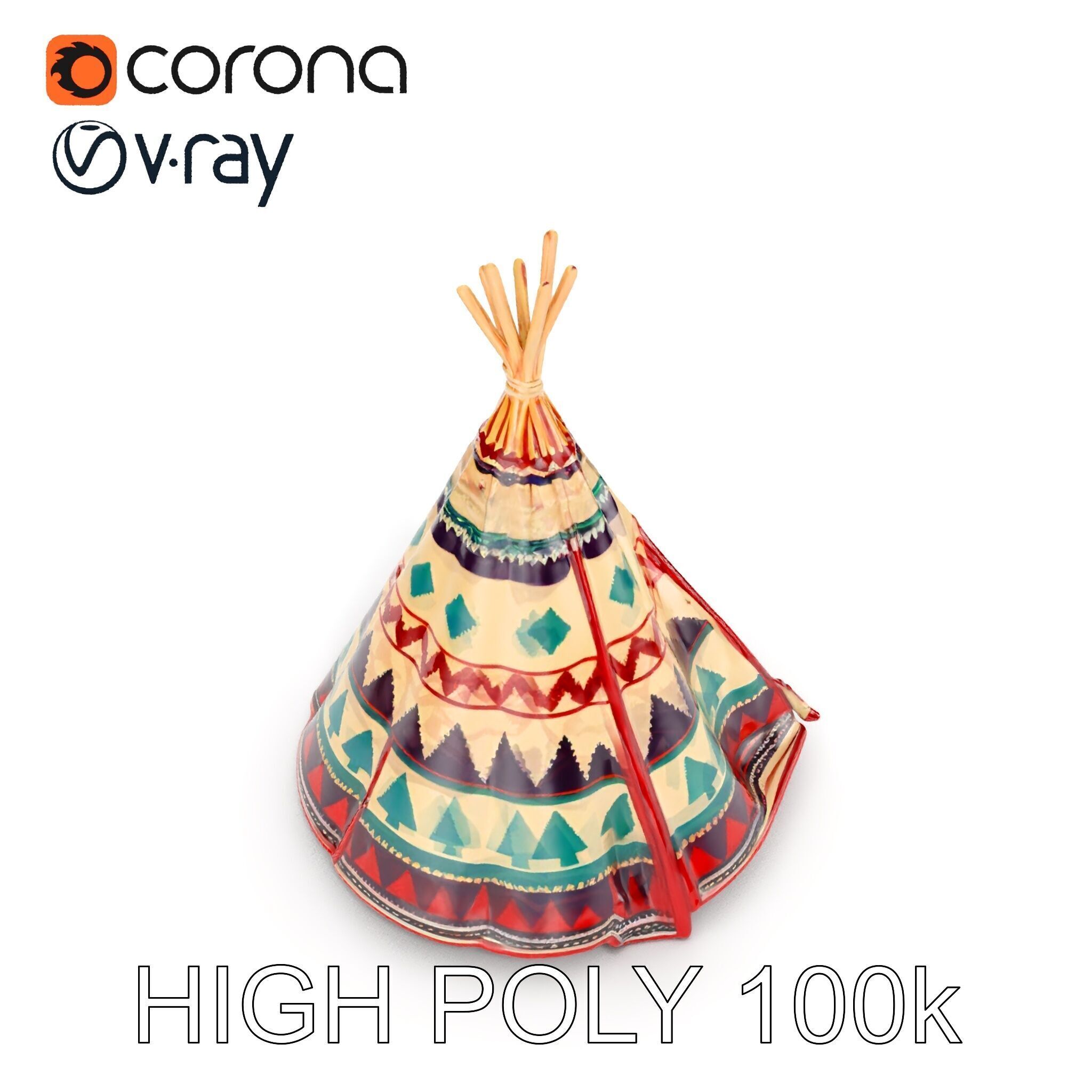 Colorful Teepee Tent Model Pack Low-poly 3D model_33