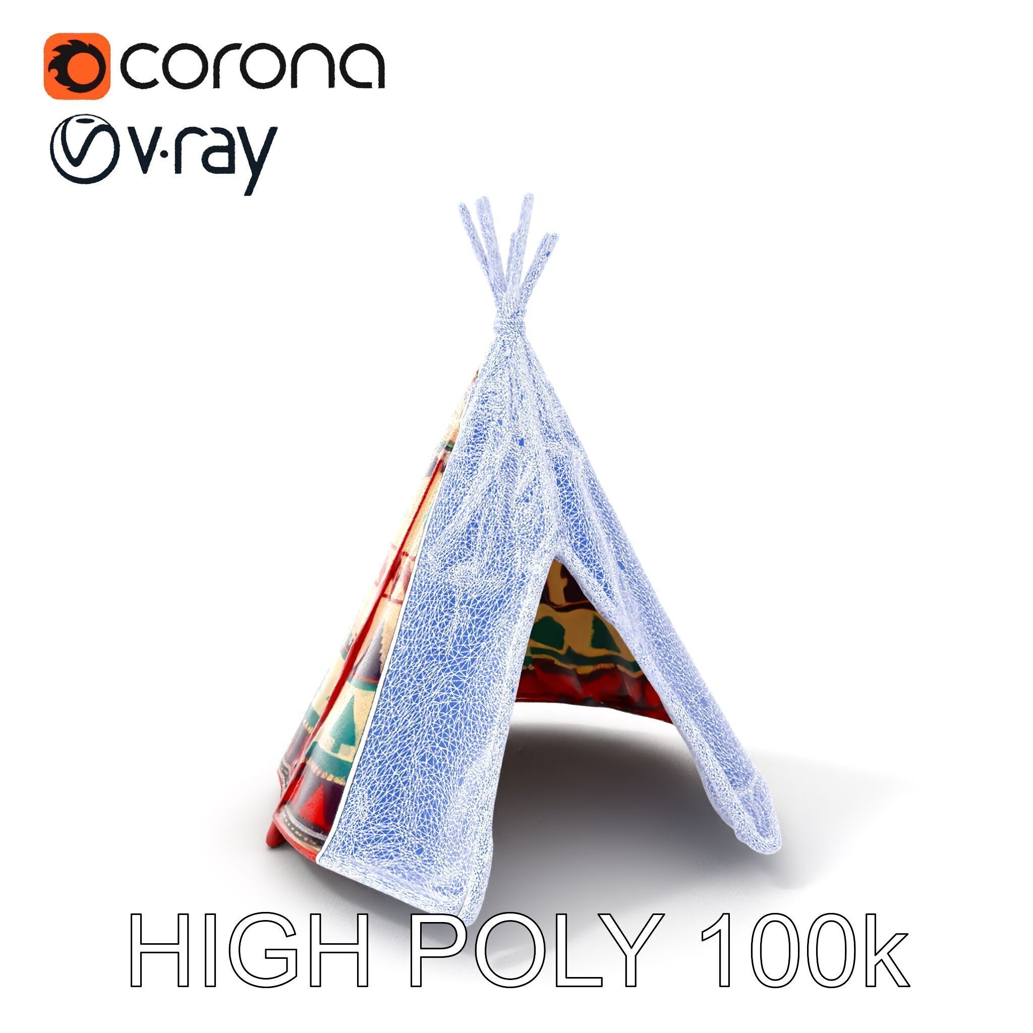 Colorful Teepee Tent Model Pack Low-poly 3D model_29