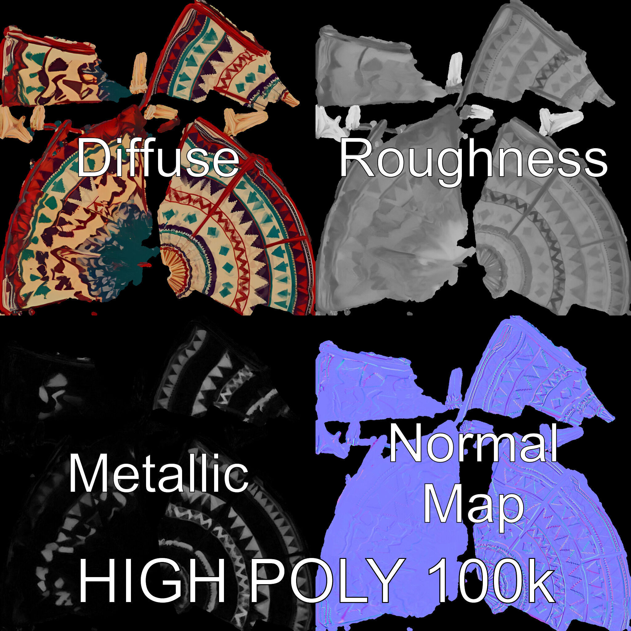 Colorful Teepee Tent Model Pack Low-poly 3D model_3