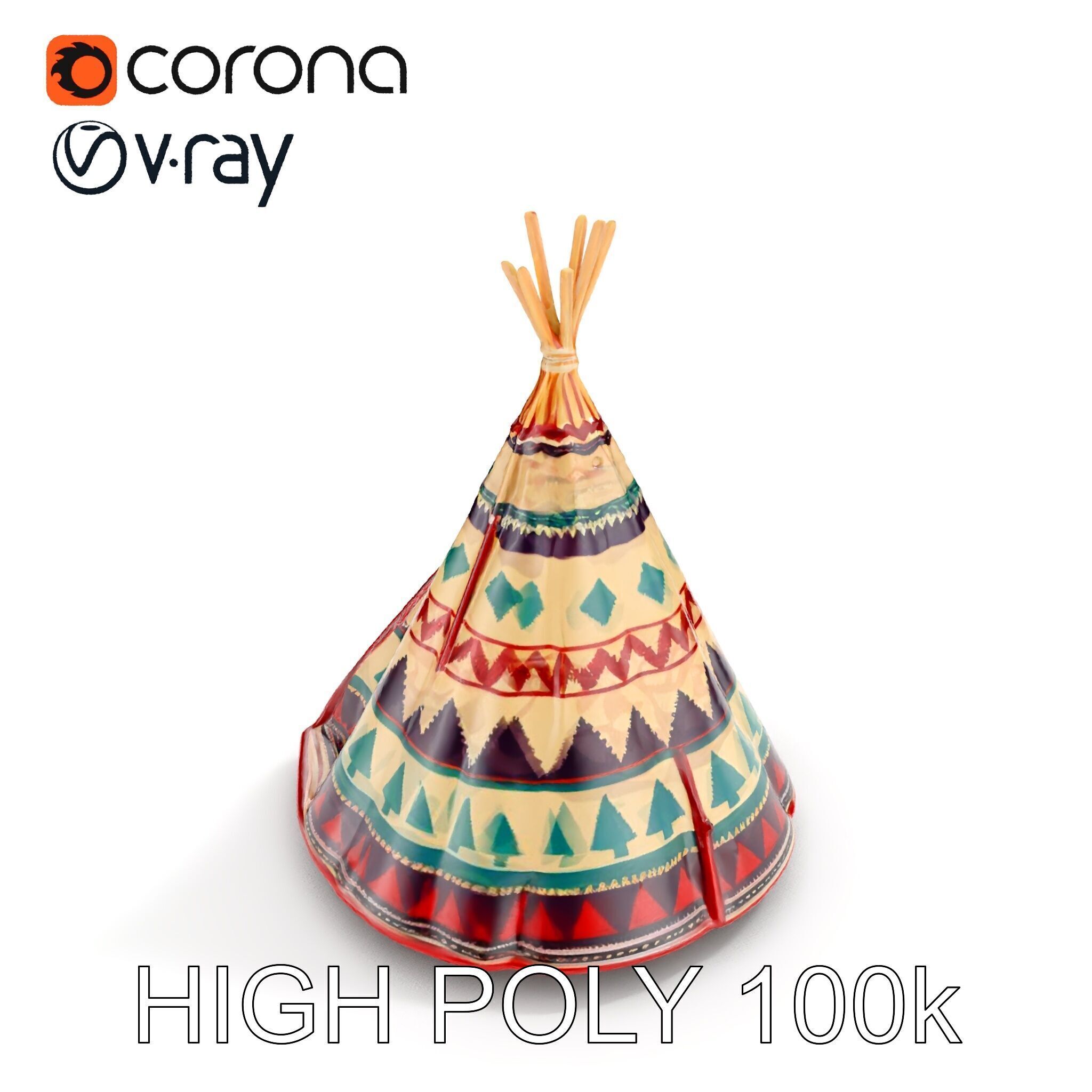 Colorful Teepee Tent Model Pack Low-poly 3D model_31