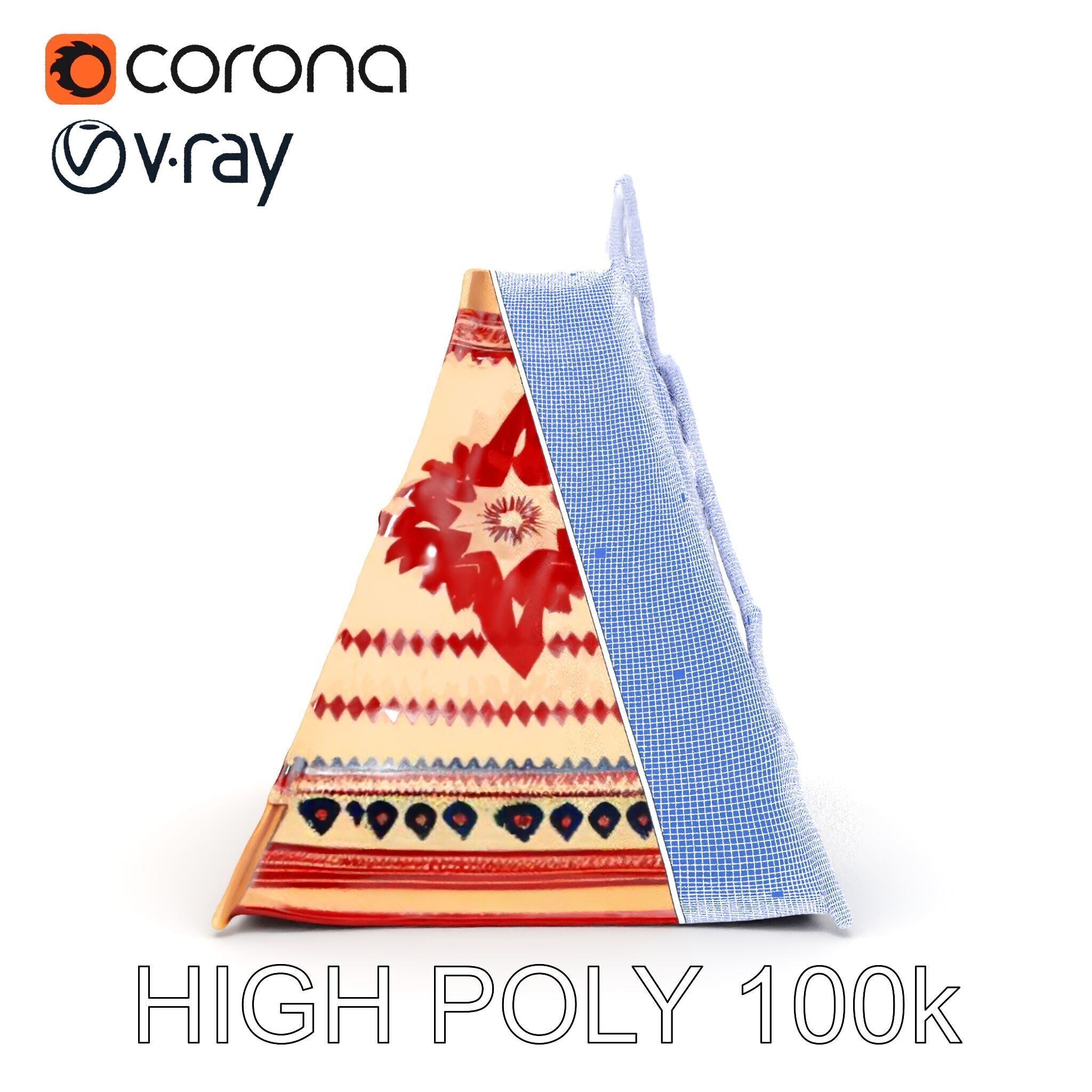 Traditional Teepee Tent Model Pack with Cultural Design Low-poly 3D model_8