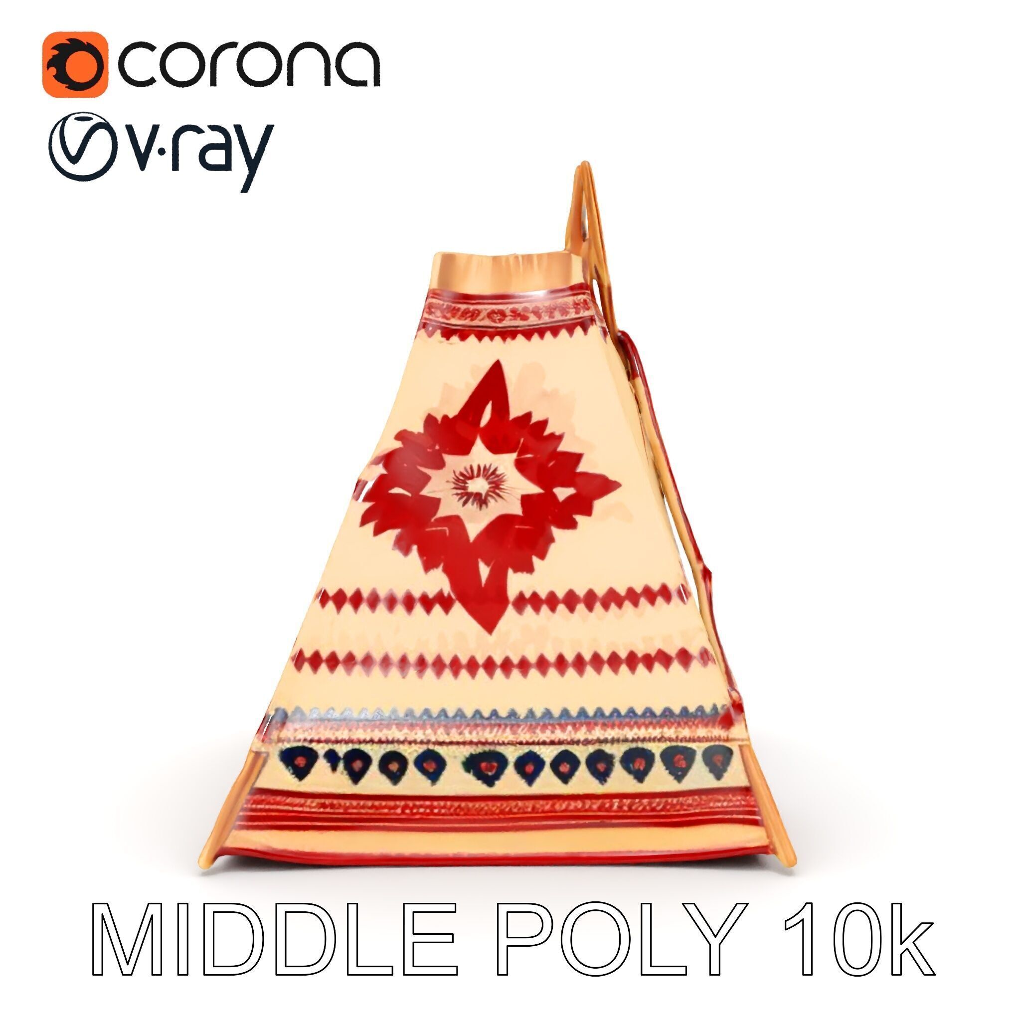 Traditional Teepee Tent Model Pack with Cultural Design Low-poly 3D model_33