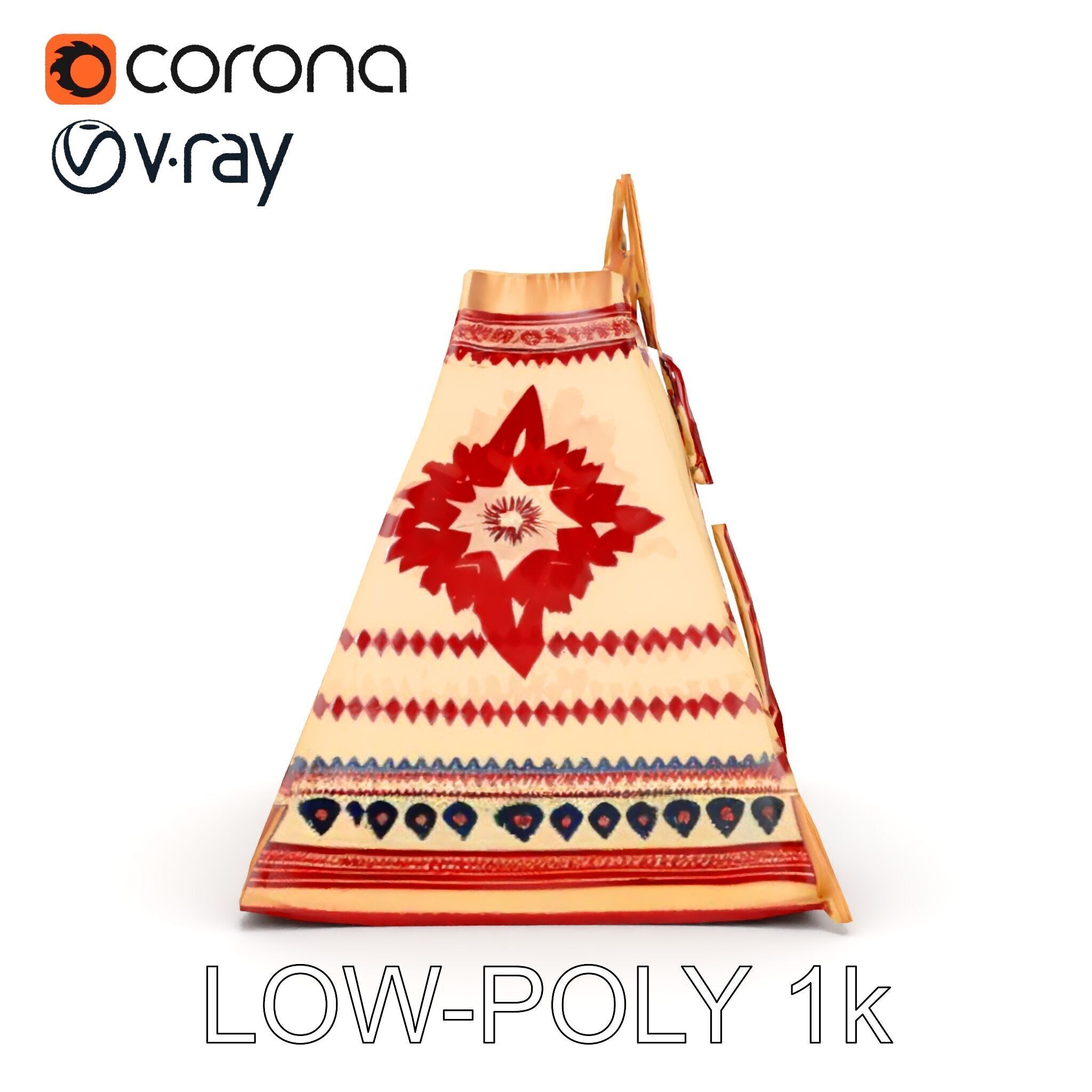 Traditional Teepee Tent Model Pack with Cultural Design Low-poly 3D model_18