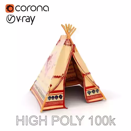 Traditional Teepee Tent Model Pack with Cultural Design Low-poly 3D model