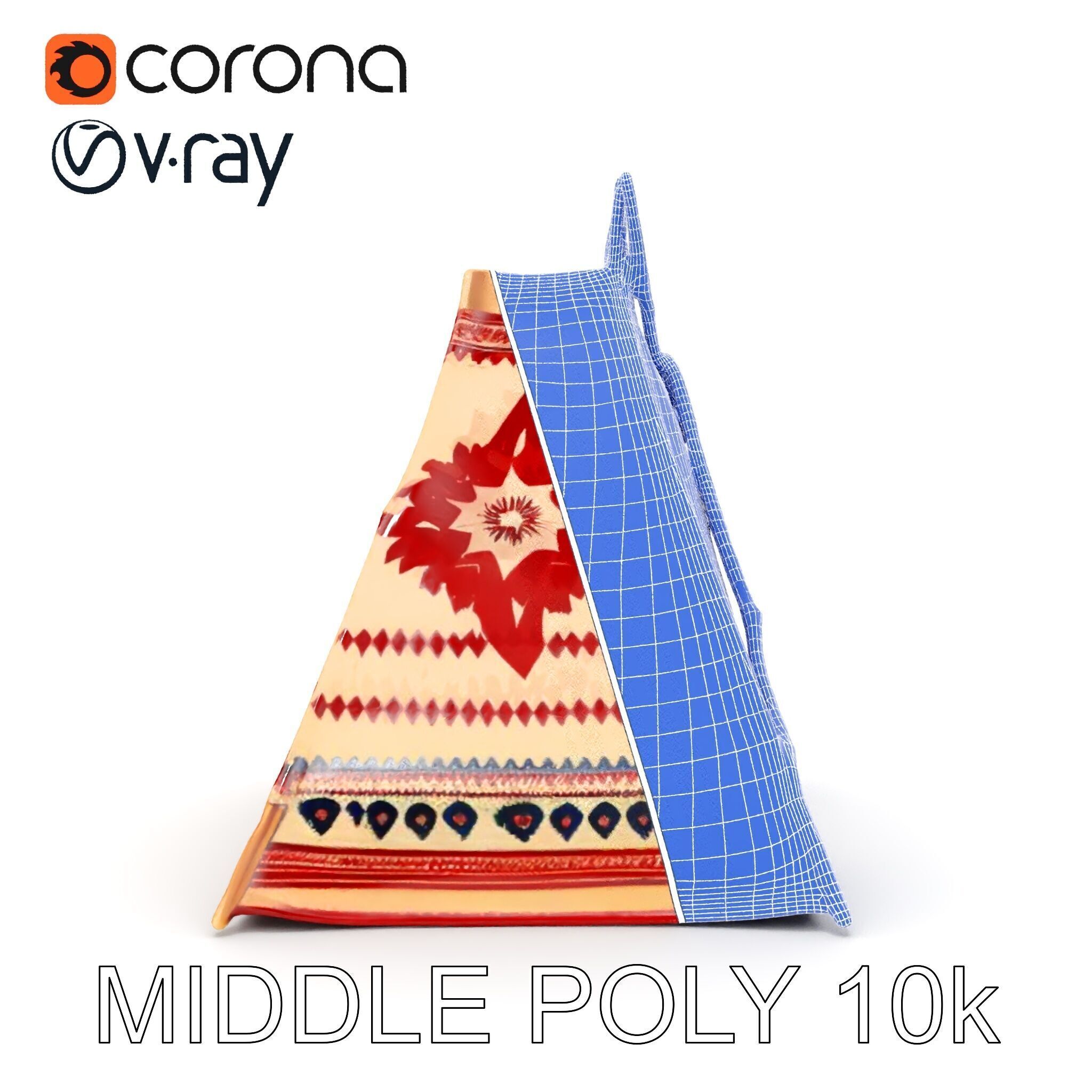 Traditional Teepee Tent Model Pack with Cultural Design Low-poly 3D model_6