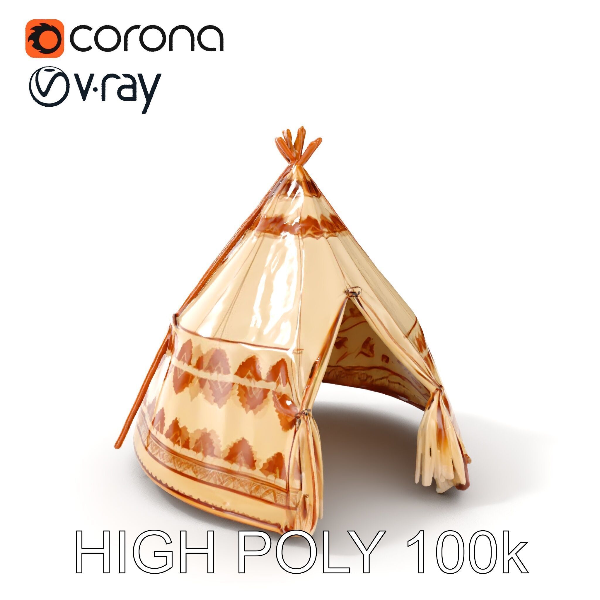 Traditional Teepee Tent Model Pack Low-poly 3D model_23