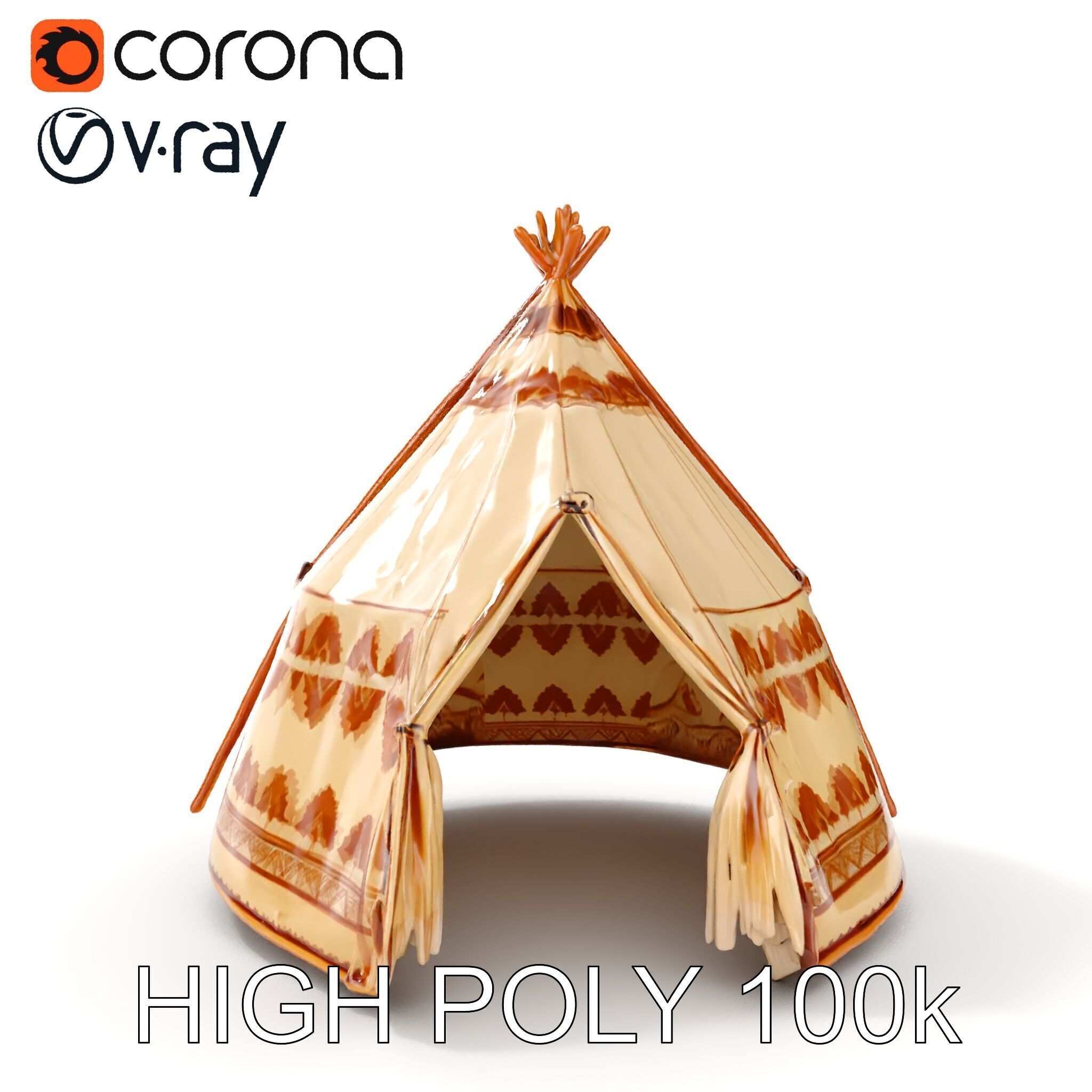 Traditional Teepee Tent Model Pack Low-poly 3D model_19