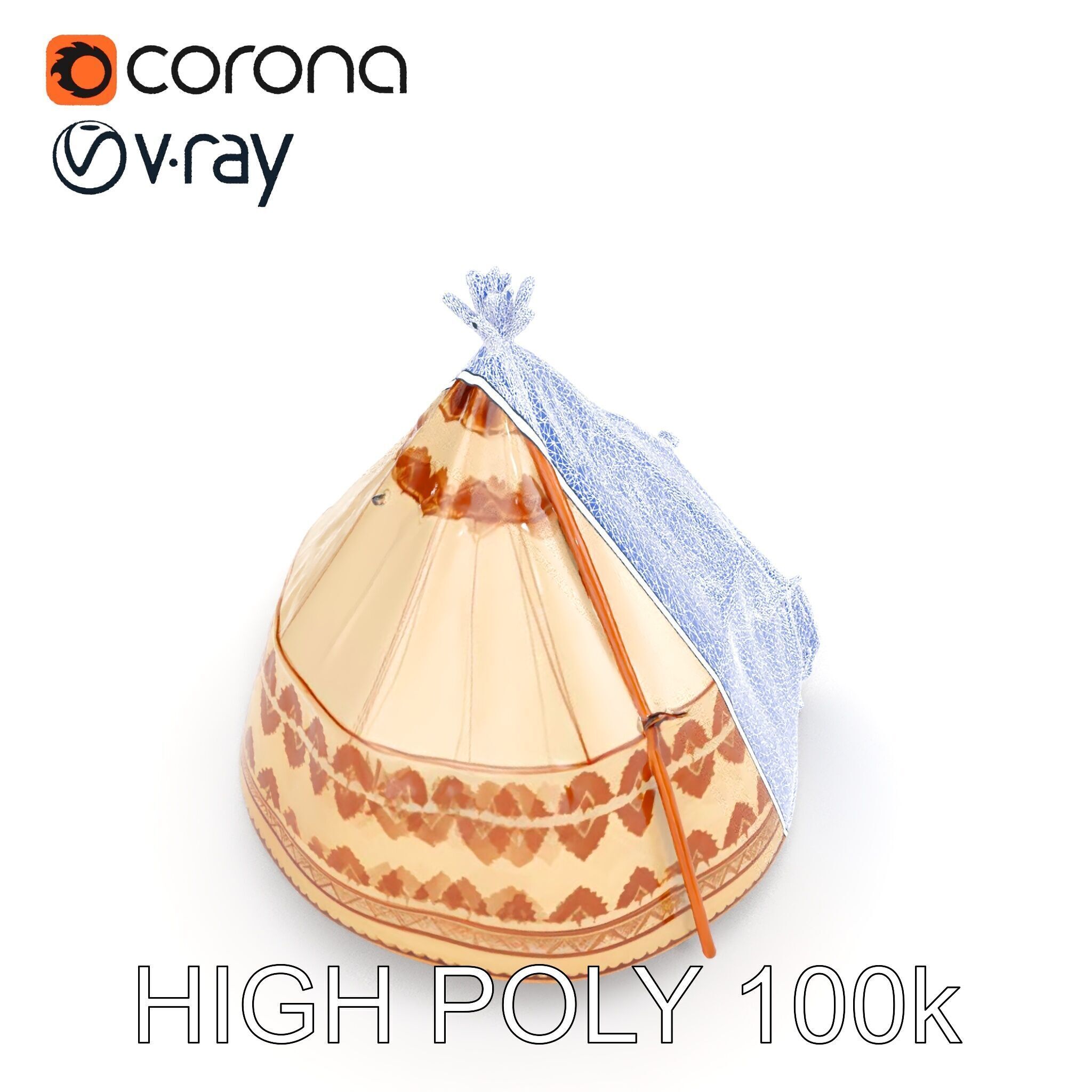Traditional Teepee Tent Model Pack Low-poly 3D model_29