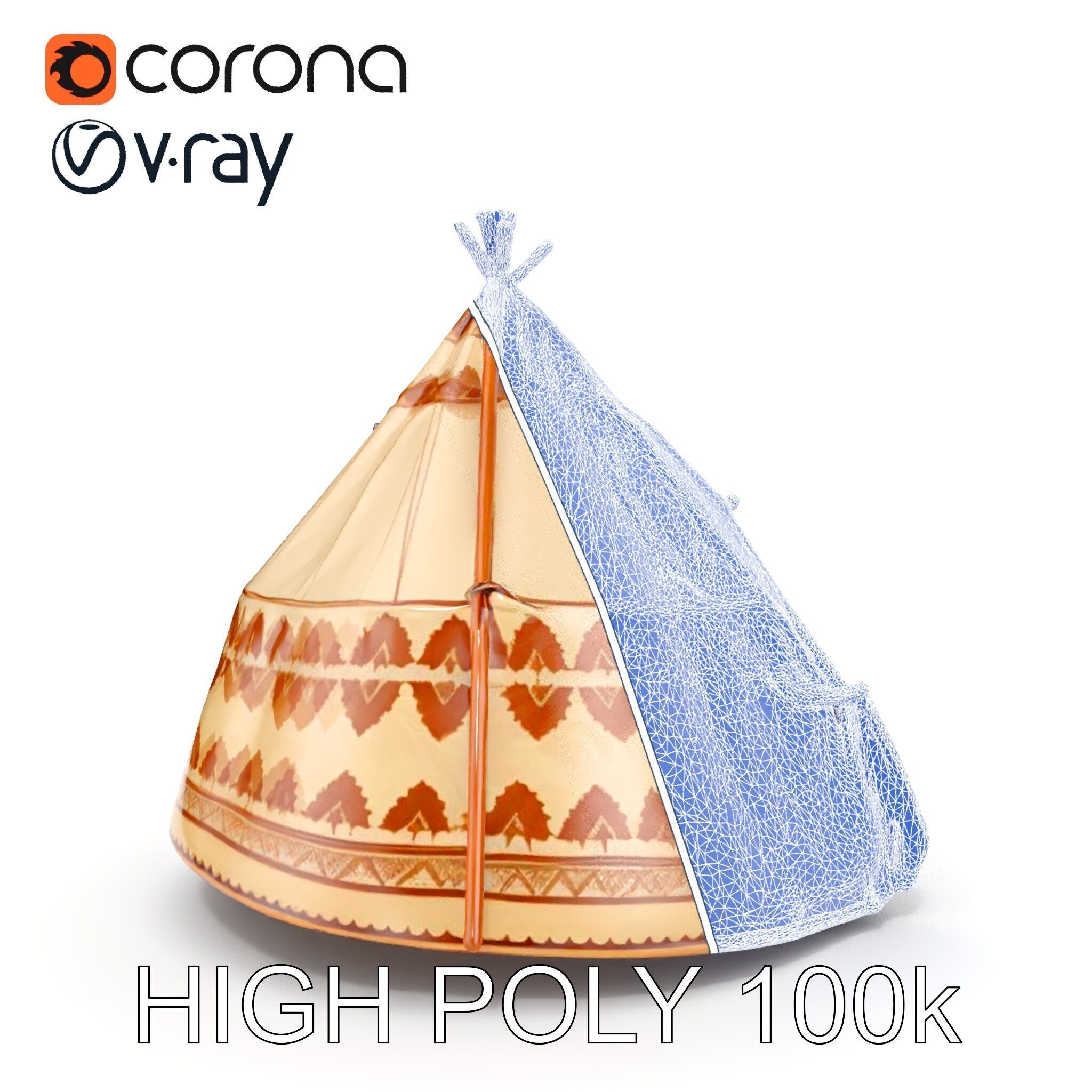 Traditional Teepee Tent Model Pack Low-poly 3D model_20