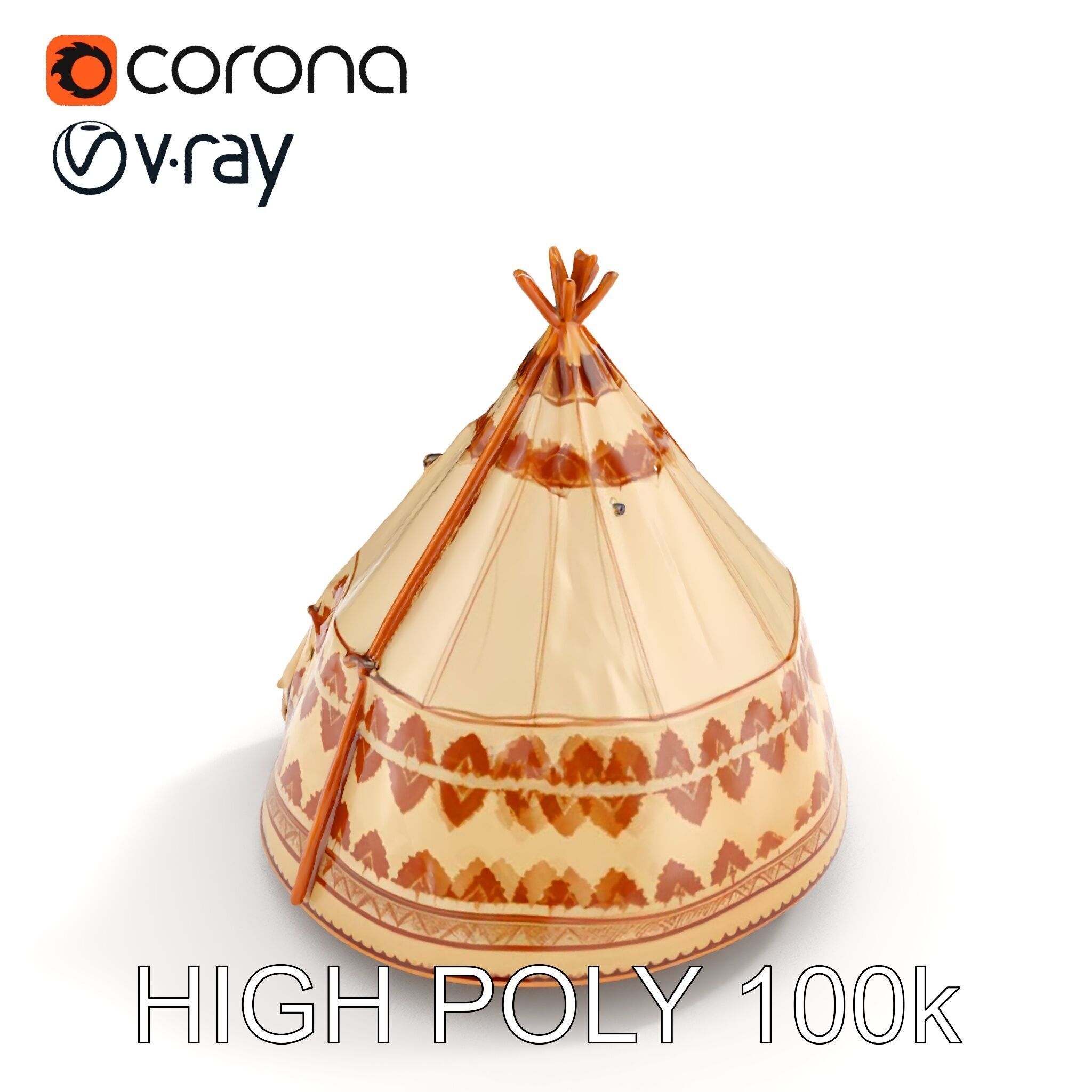 Traditional Teepee Tent Model Pack Low-poly 3D model_25