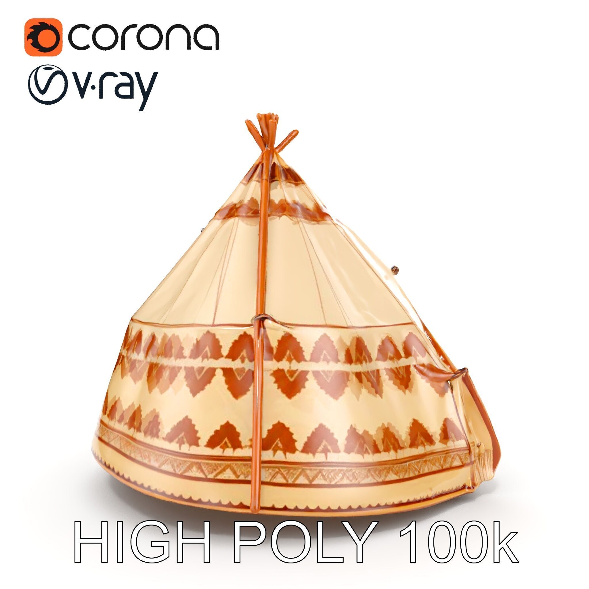 Traditional Teepee Tent Model Pack Low-poly 3D model_17