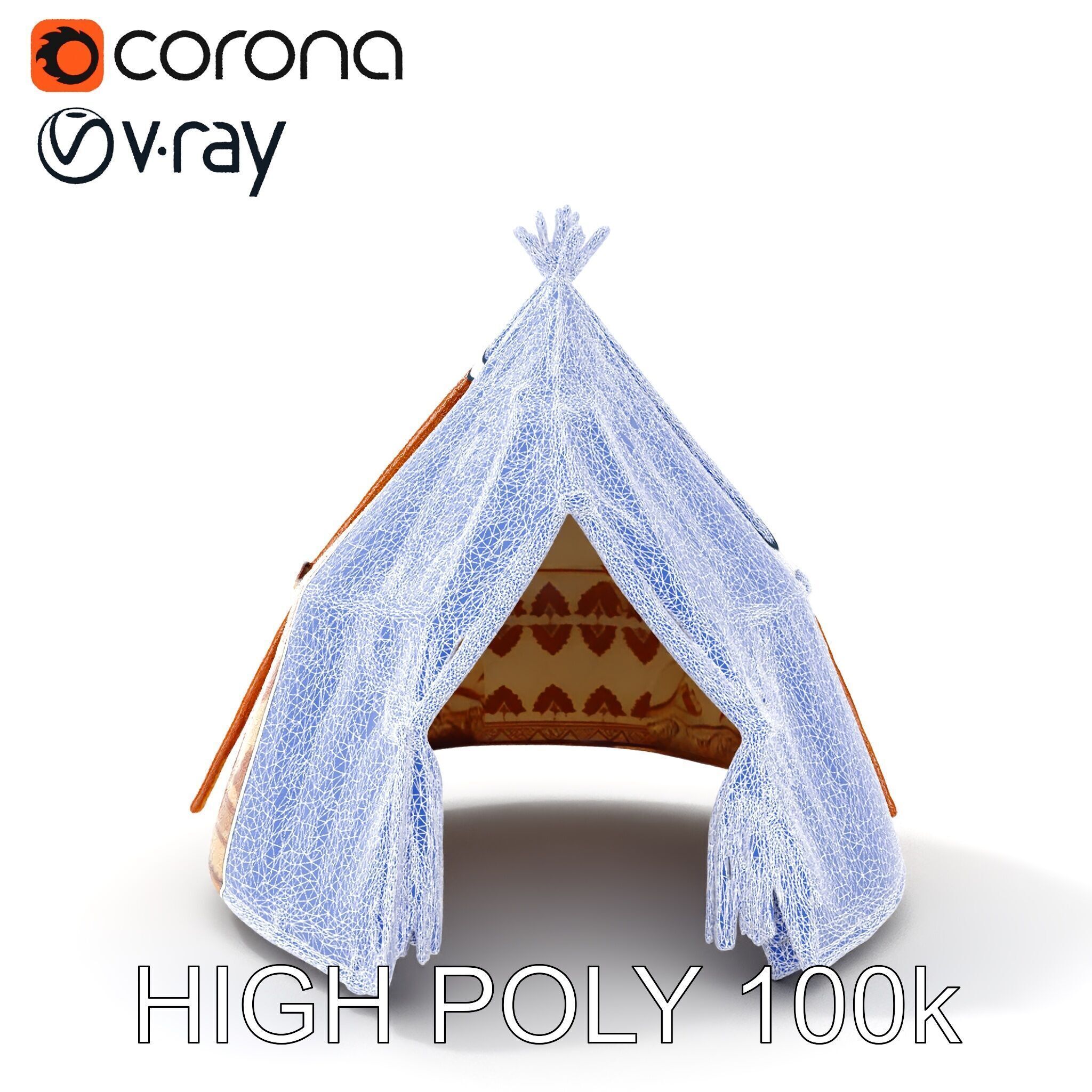 Traditional Teepee Tent Model Pack Low-poly 3D model_35