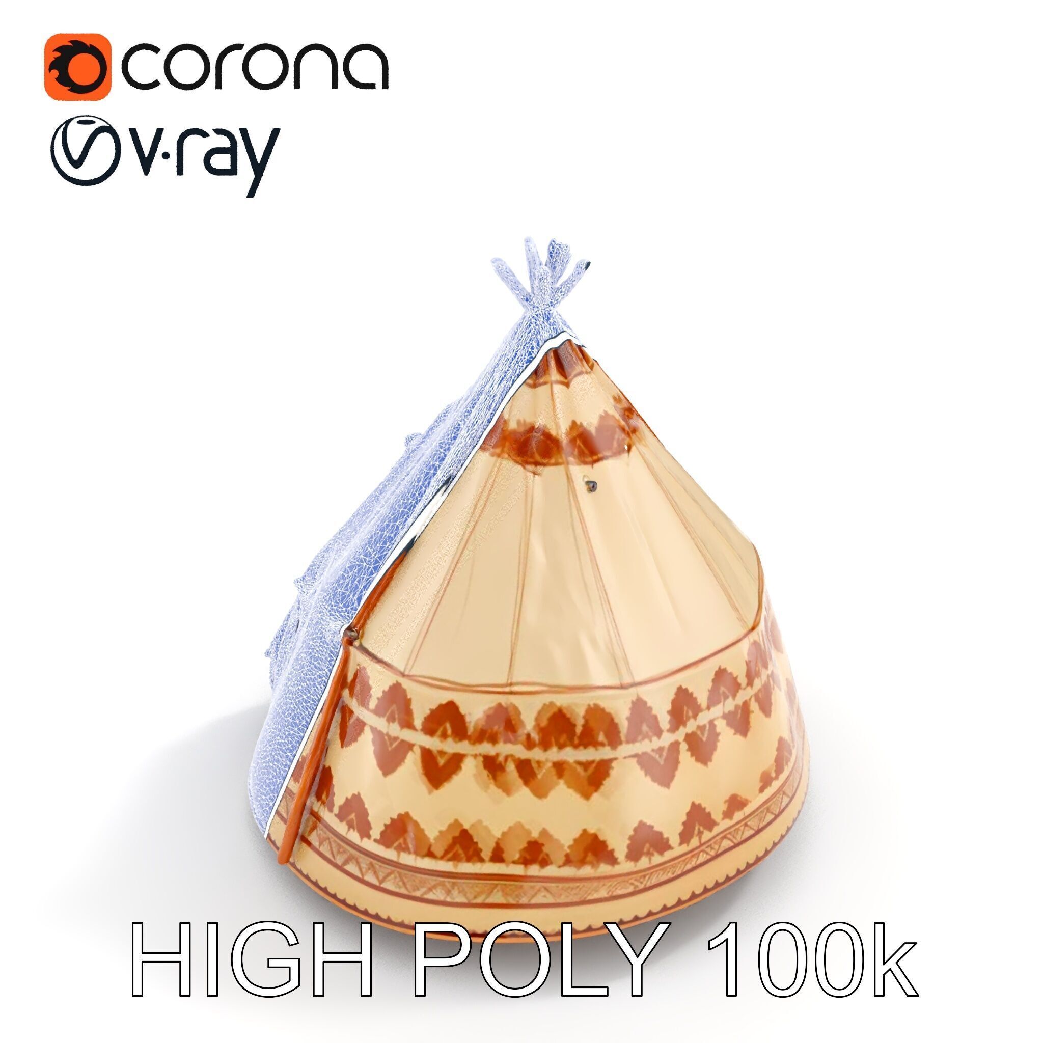 Traditional Teepee Tent Model Pack Low-poly 3D model_13