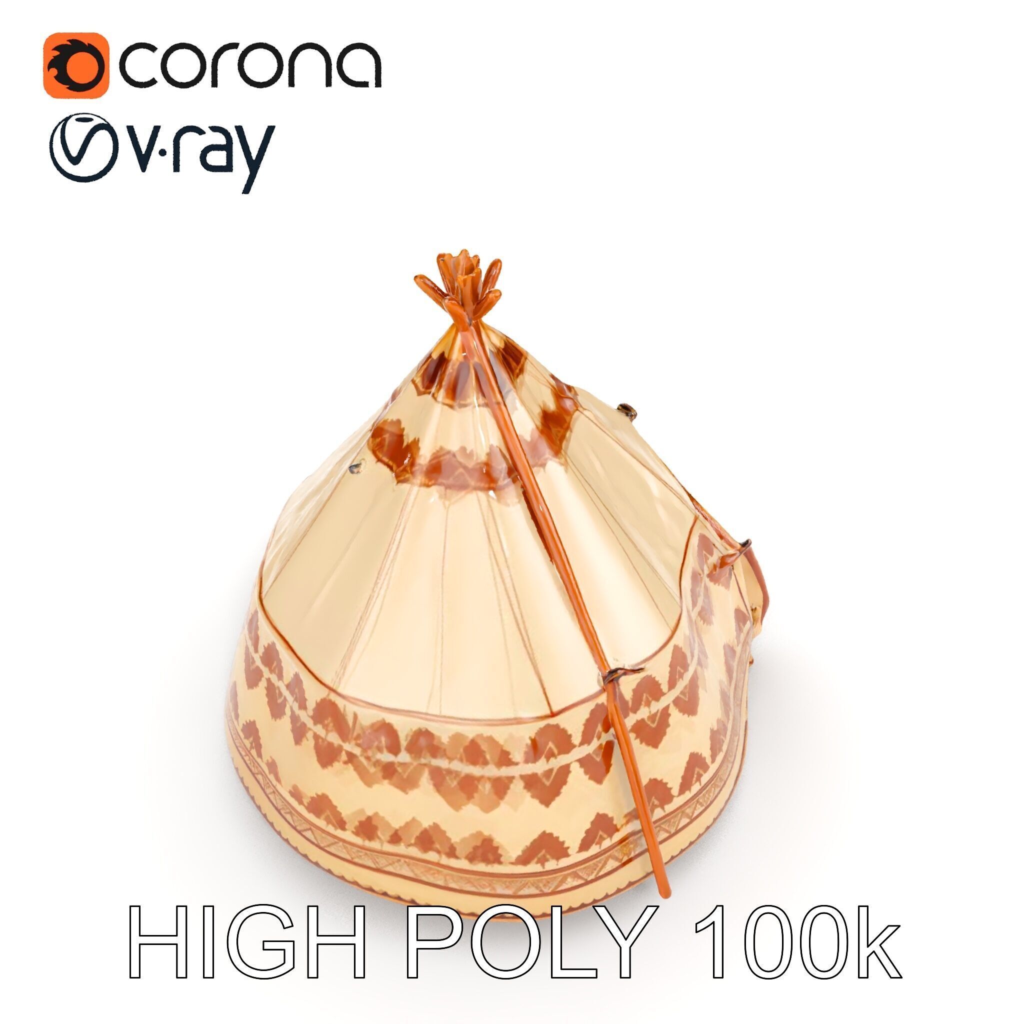 Traditional Teepee Tent Model Pack Low-poly 3D model_6